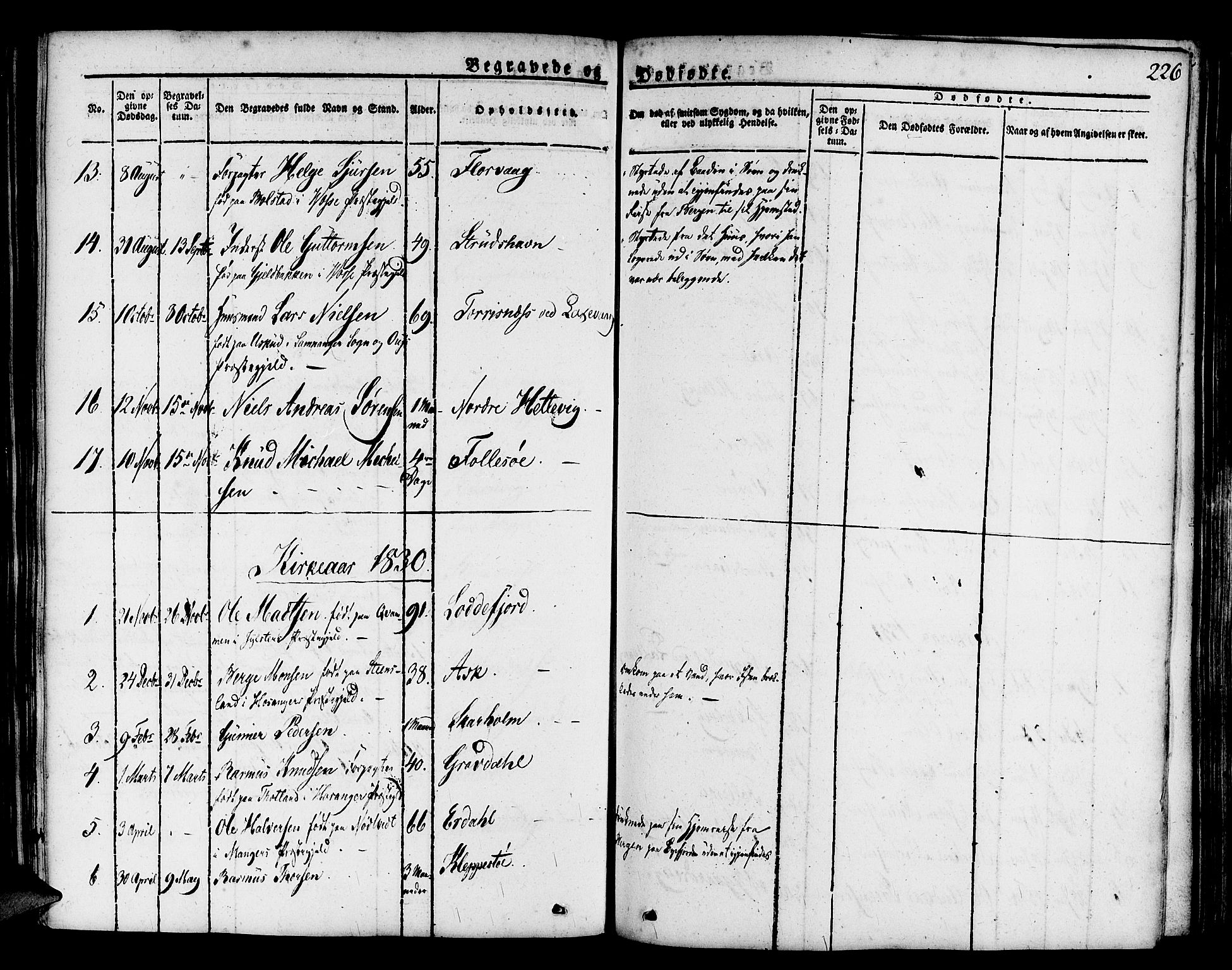 Askøy Sokneprestembete, SAB/A-74101/H/Ha/Haa/Haaa/L0004: Parish register (official) no. A 4, 1825-1845, p. 226