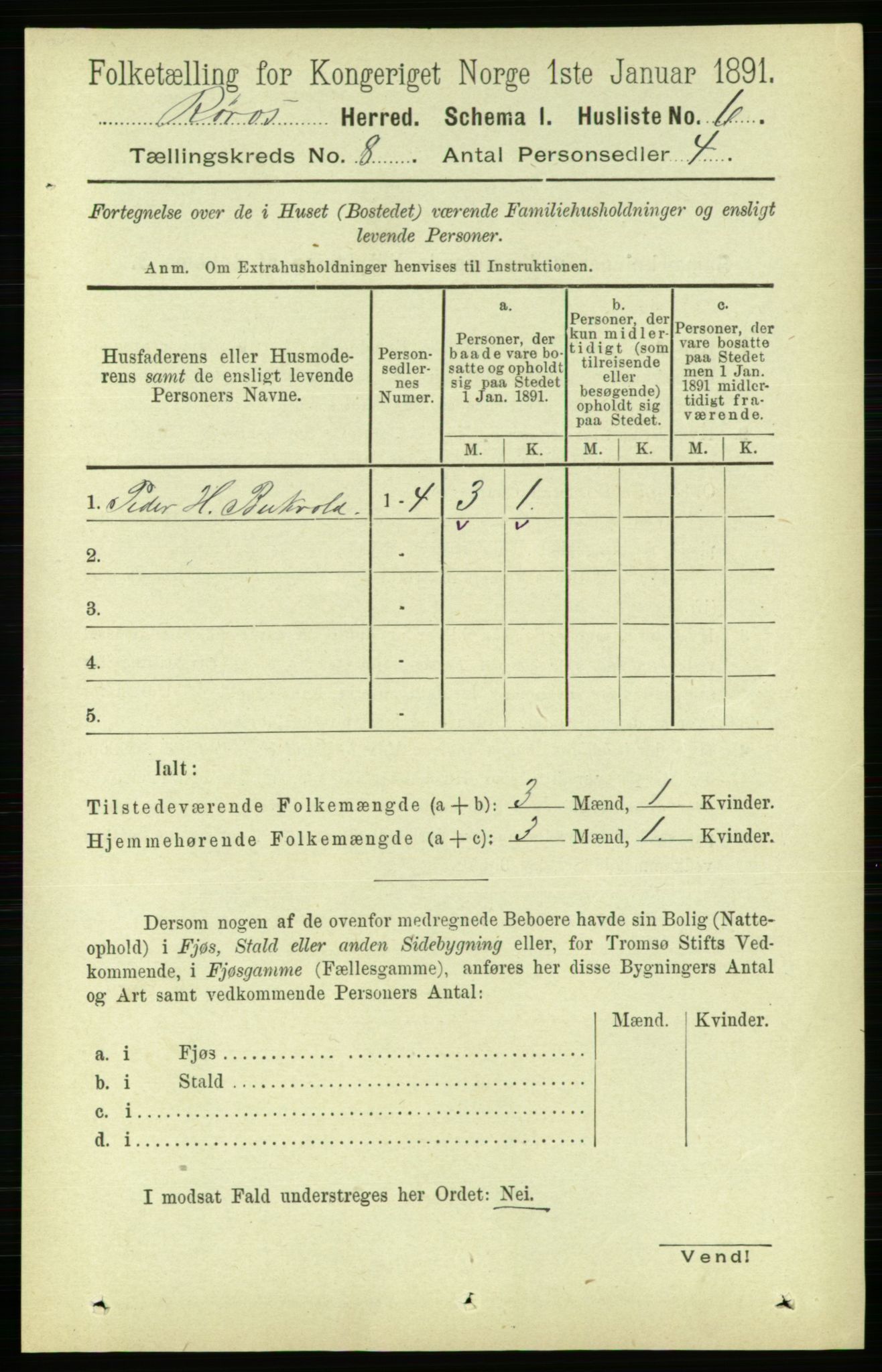 RA, 1891 census for 1640 Røros, 1891, p. 1583