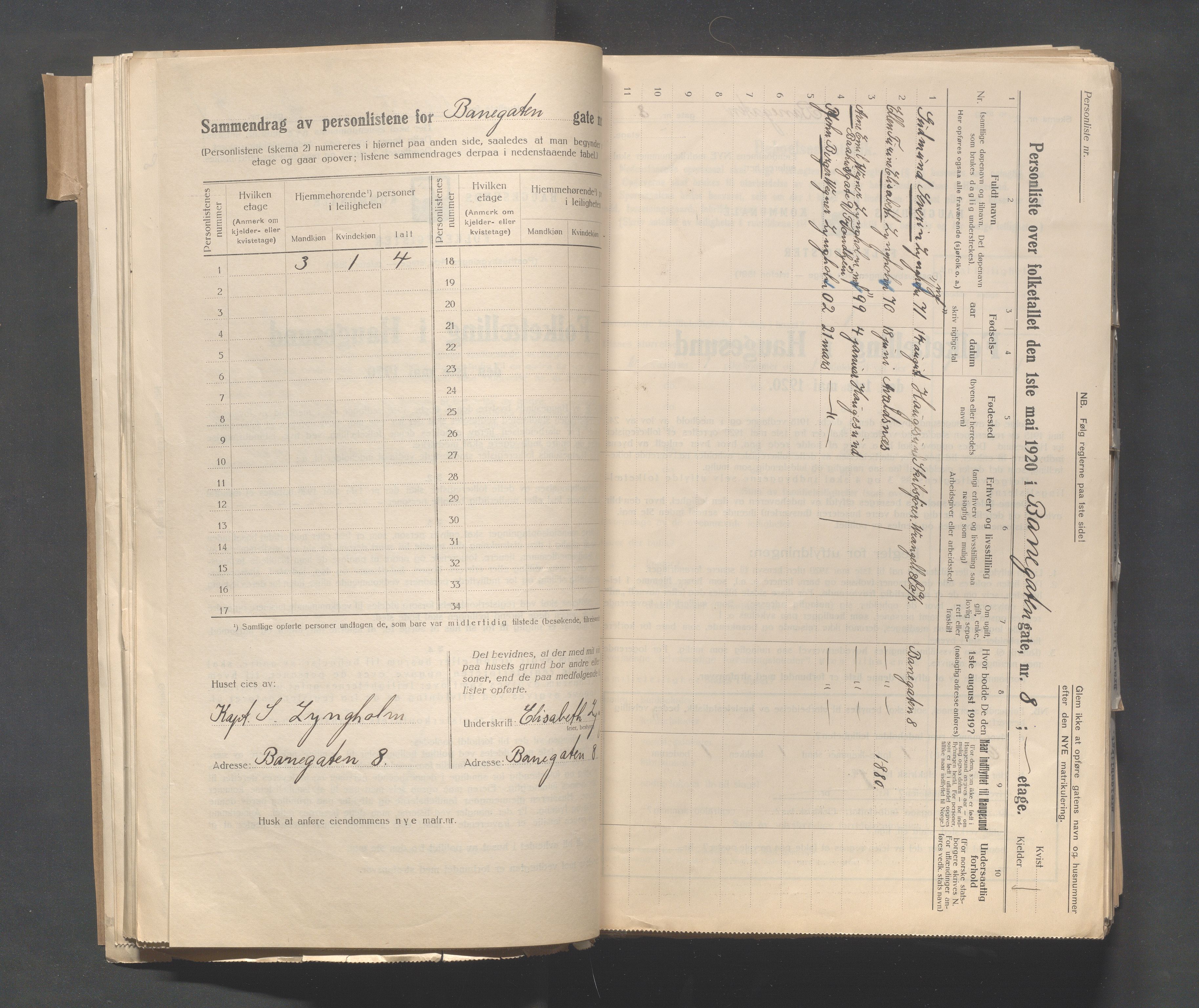 IKAR, Local census 1.5.1920 for Haugesund, 1920, p. 108