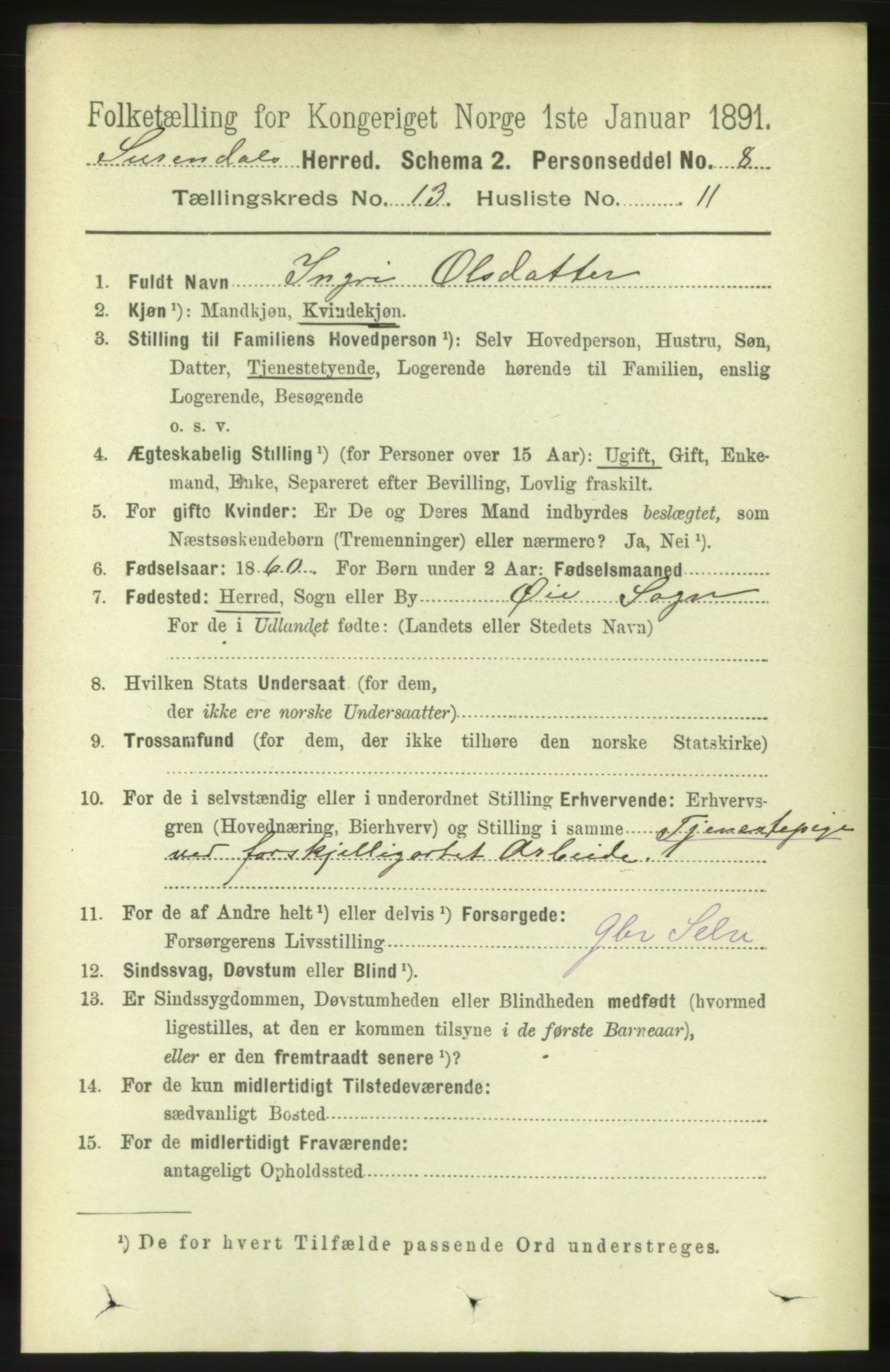 RA, 1891 census for 1566 Surnadal, 1891, p. 3237