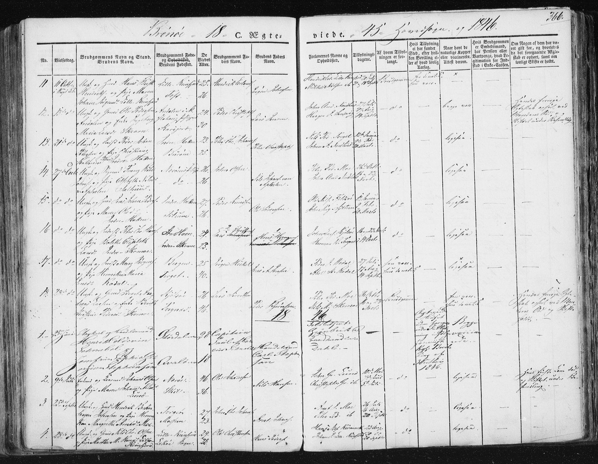 Ministerialprotokoller, klokkerbøker og fødselsregistre - Nordland, SAT/A-1459/813/L0198: Parish register (official) no. 813A08, 1834-1874, p. 366