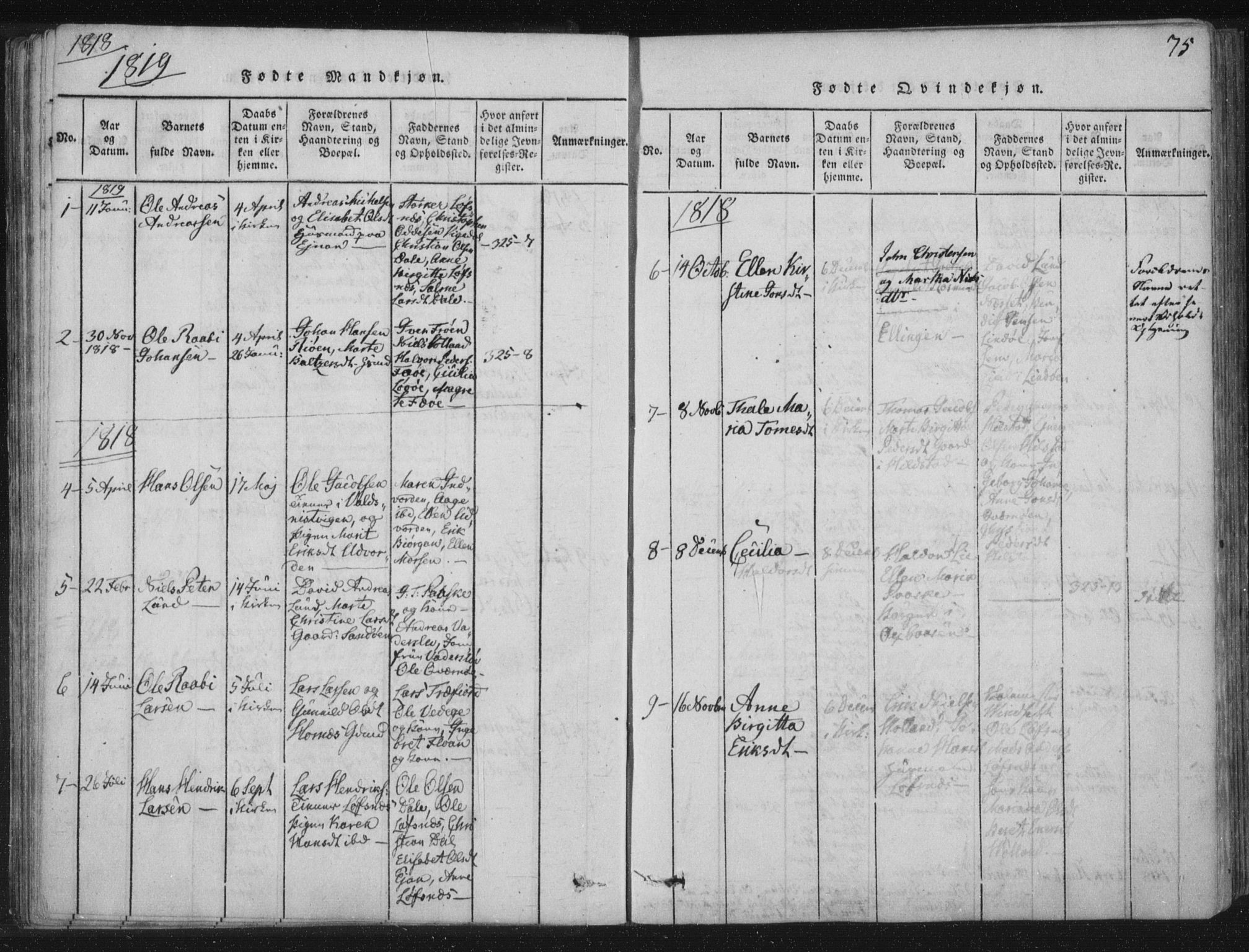 Ministerialprotokoller, klokkerbøker og fødselsregistre - Nord-Trøndelag, AV/SAT-A-1458/773/L0609: Parish register (official) no. 773A03 /3, 1815-1830, p. 75