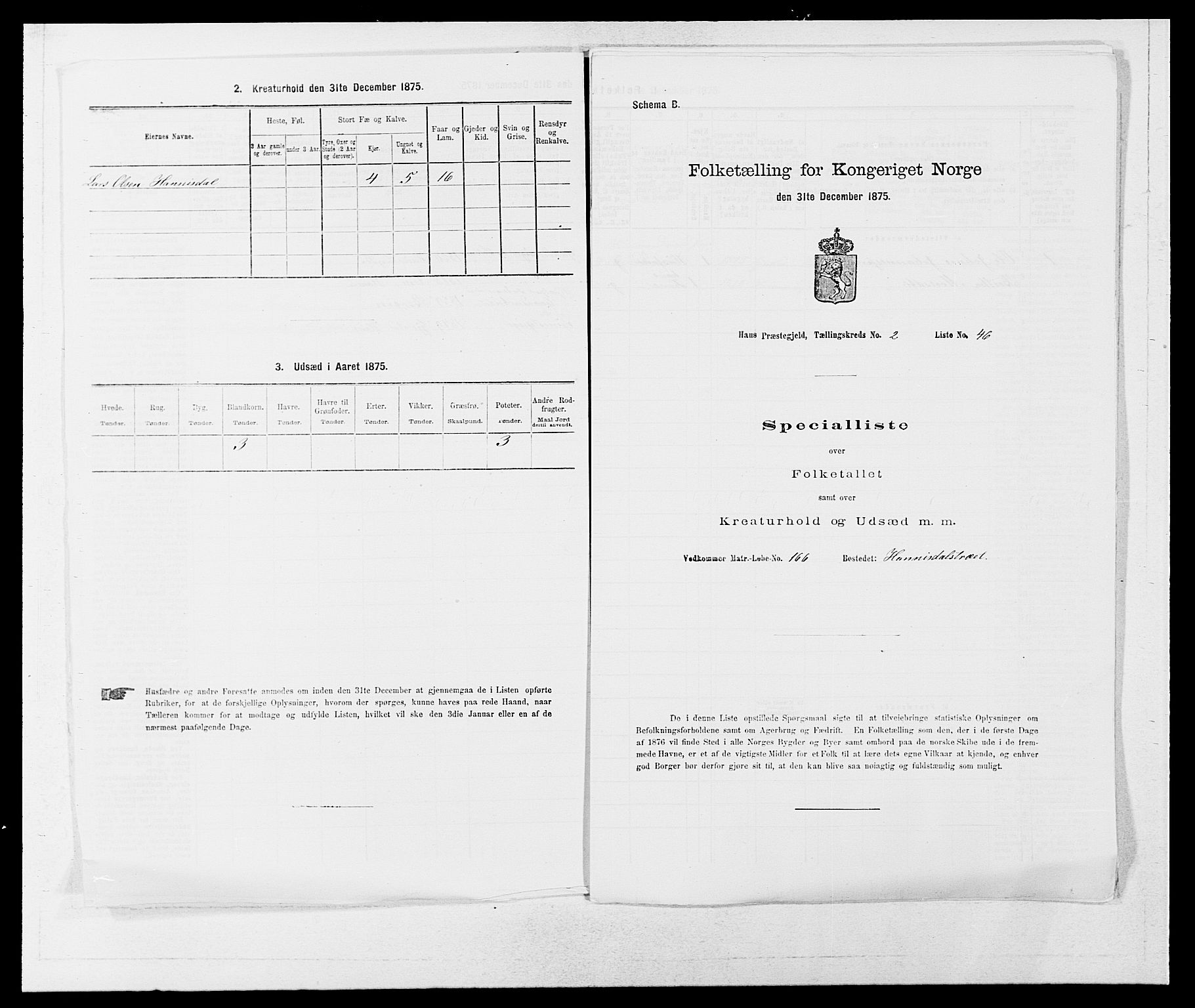 SAB, 1875 census for 1250P Haus, 1875, p. 192