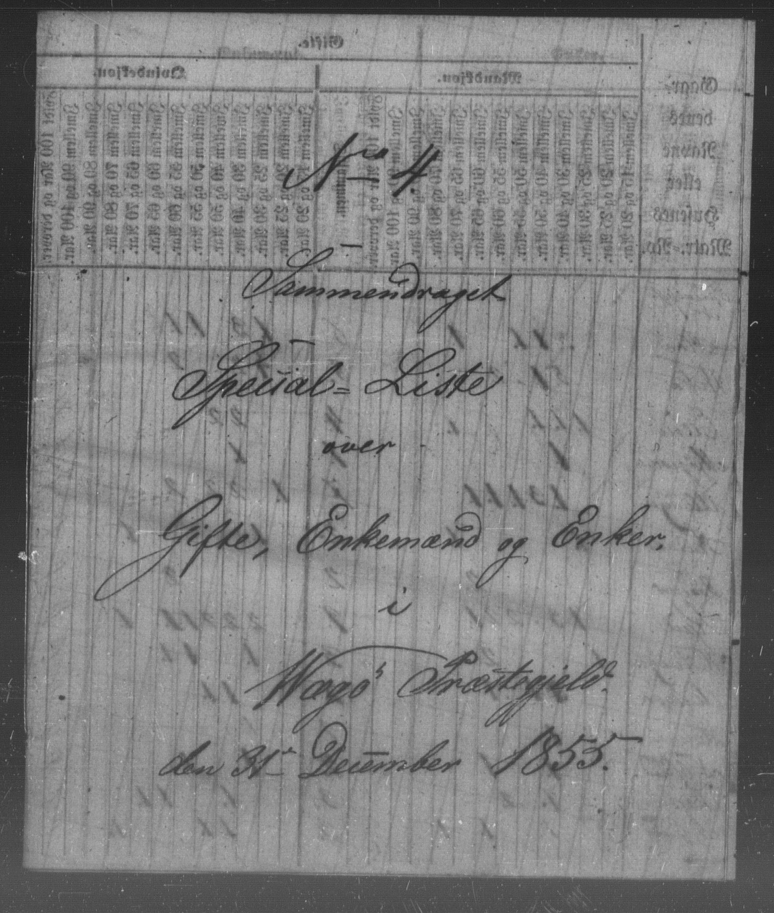 , Census 1855 for Vega, 1855, p. 1