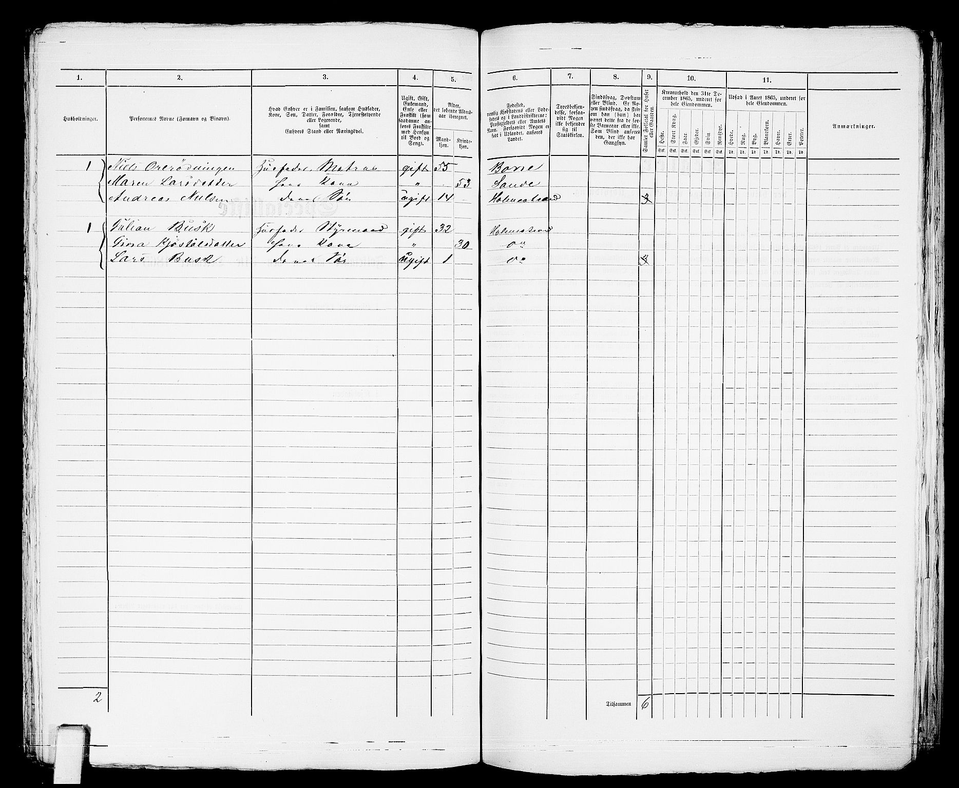 RA, 1865 census for Botne/Holmestrand, 1865, p. 276
