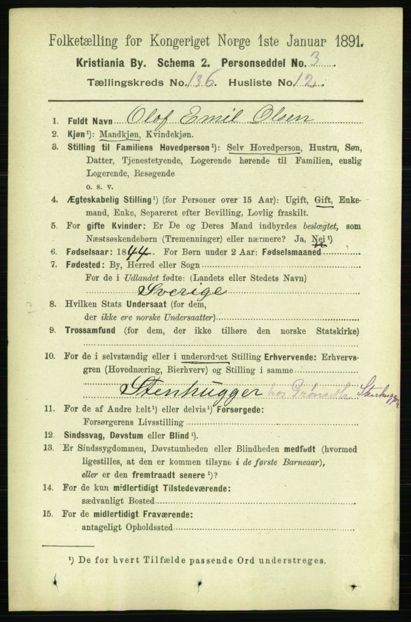 RA, 1891 census for 0301 Kristiania, 1891, p. 75566