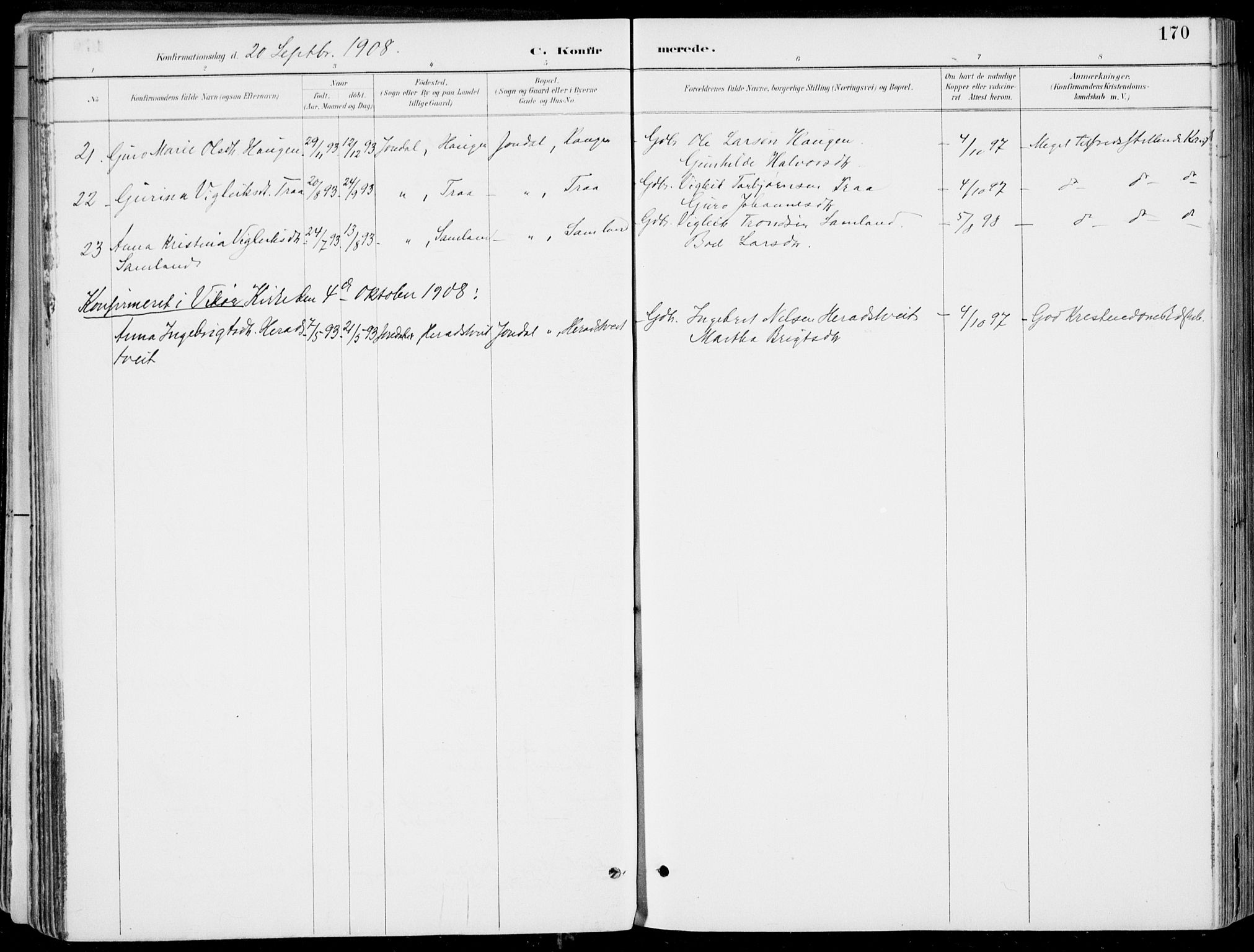 Strandebarm sokneprestembete, AV/SAB-A-78401/H/Haa: Parish register (official) no. E  1, 1886-1908, p. 170