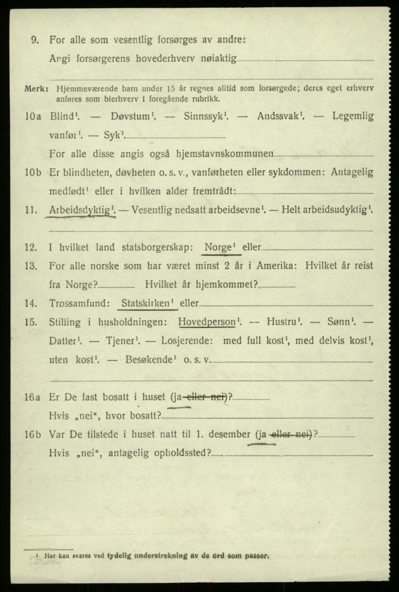 SAB, 1920 census for Kvam, 1920, p. 3238