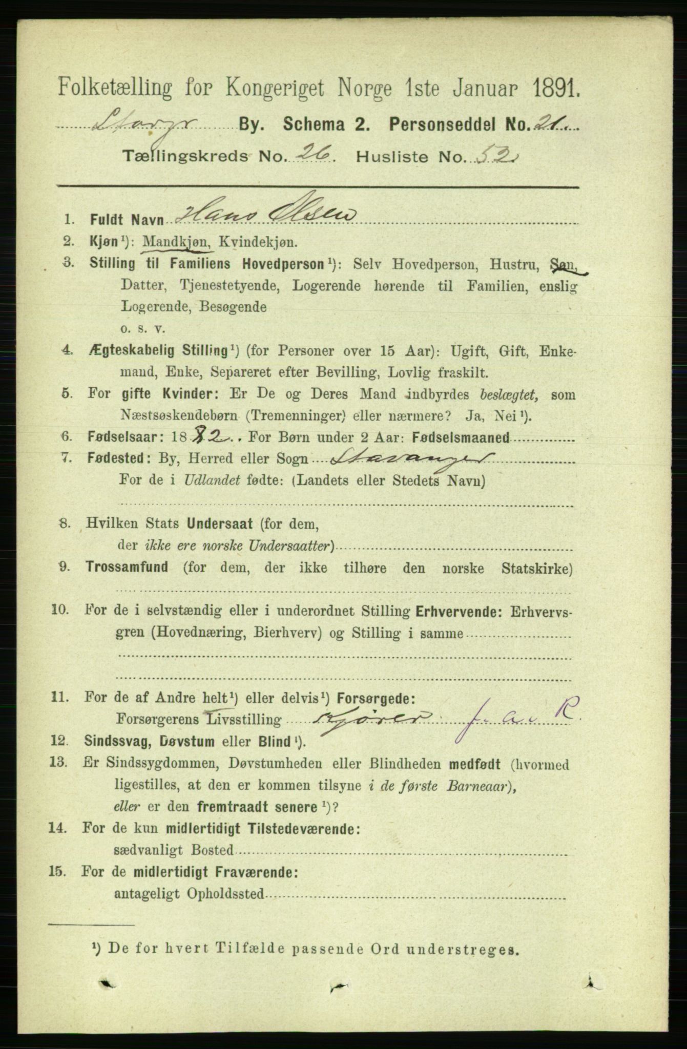 RA, 1891 census for 1103 Stavanger, 1891, p. 28748