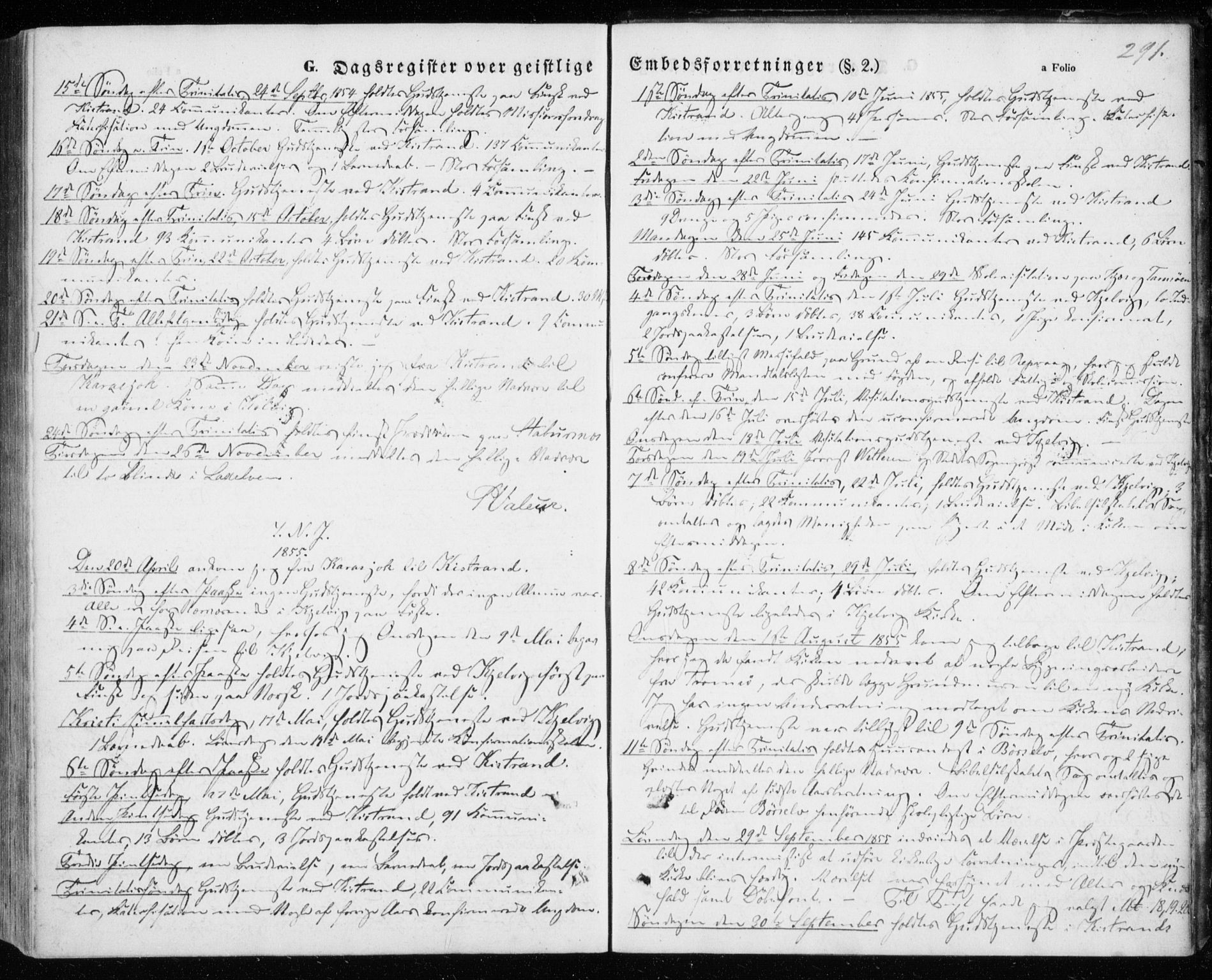 Kistrand/Porsanger sokneprestembete, SATØ/S-1351/H/Ha/L0004.kirke: Parish register (official) no. 4, 1843-1860, p. 291