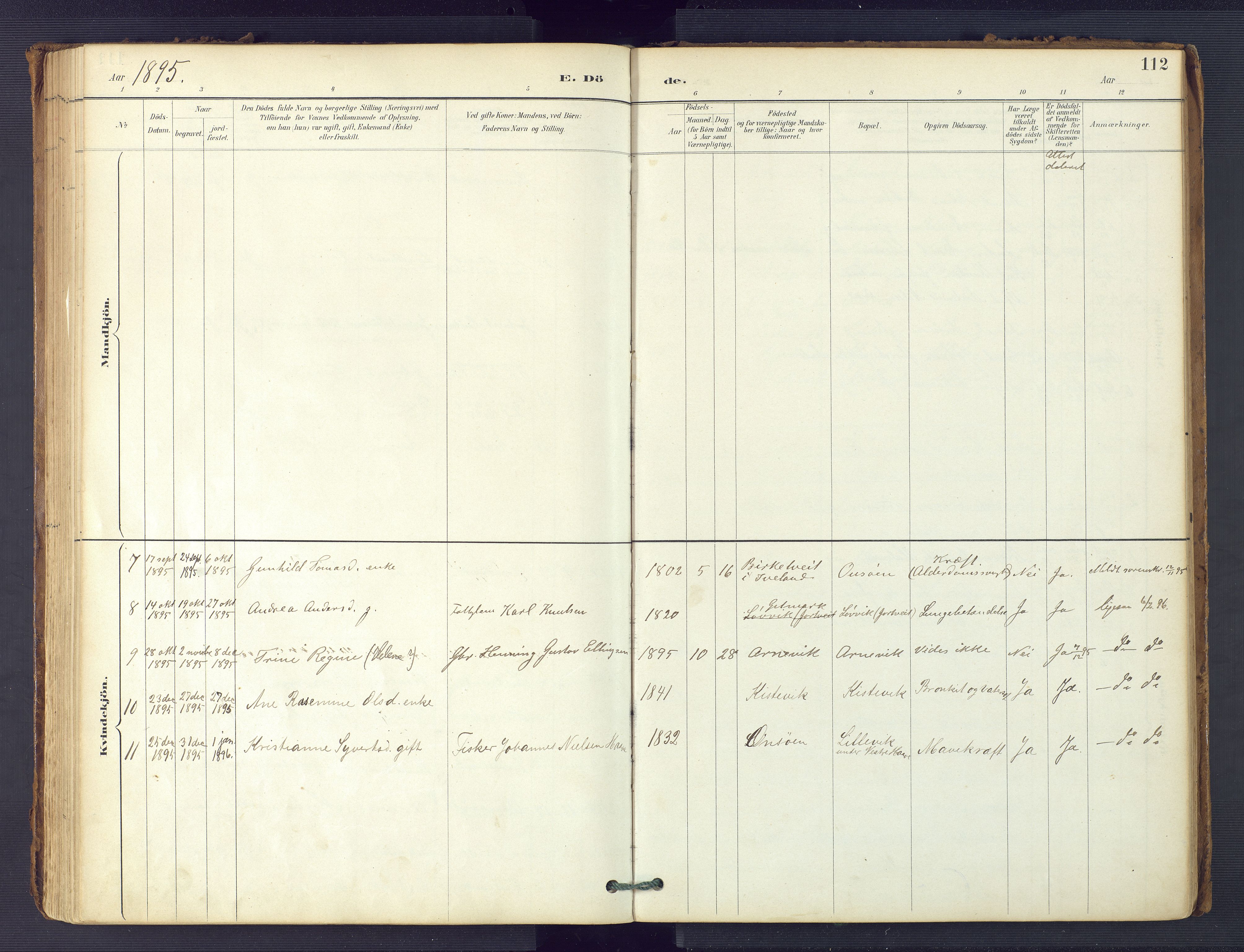 Hommedal sokneprestkontor, SAK/1111-0023/F/Fa/Faa/L0003: Parish register (official) no. A 3, 1885-1916, p. 112