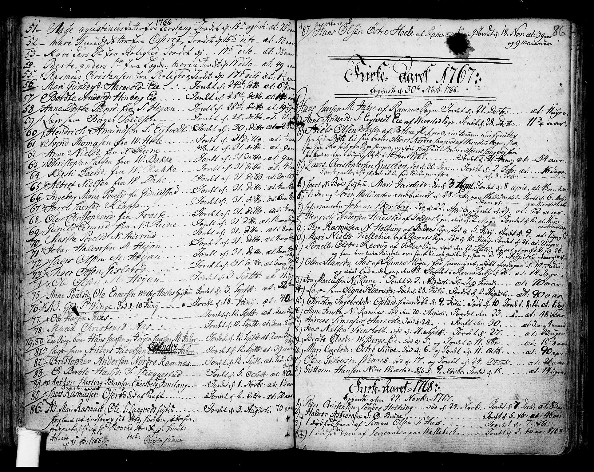 Ramnes kirkebøker, SAKO/A-314/F/Fa/L0001: Parish register (official) no. I 1, 1732-1774, p. 86