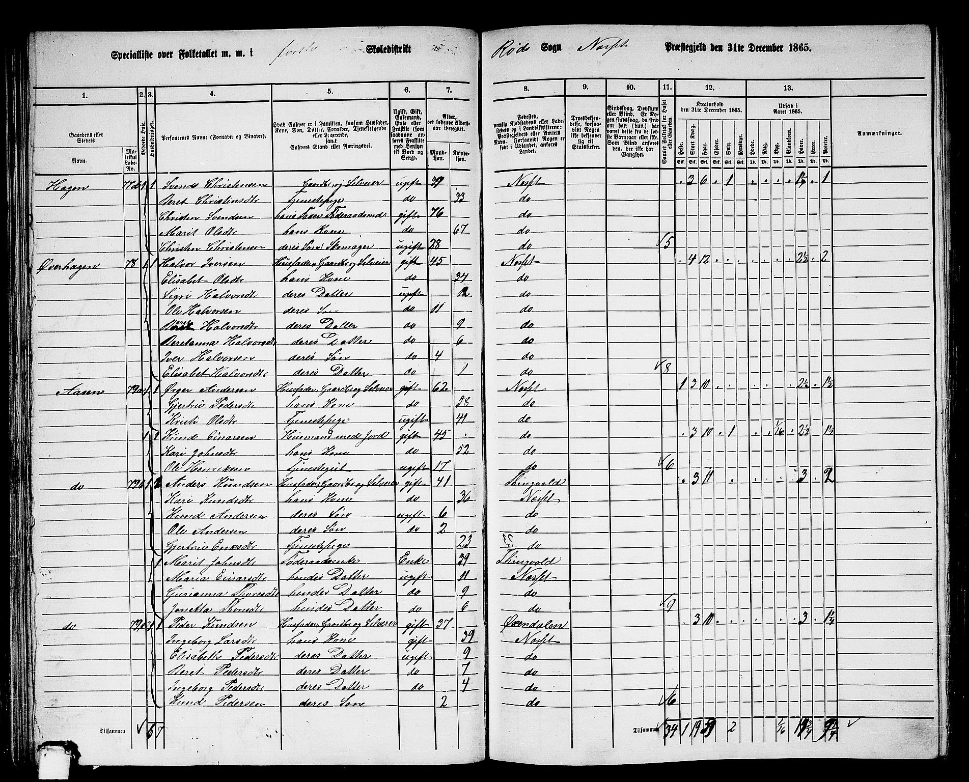 RA, 1865 census for Nesset, 1865, p. 58