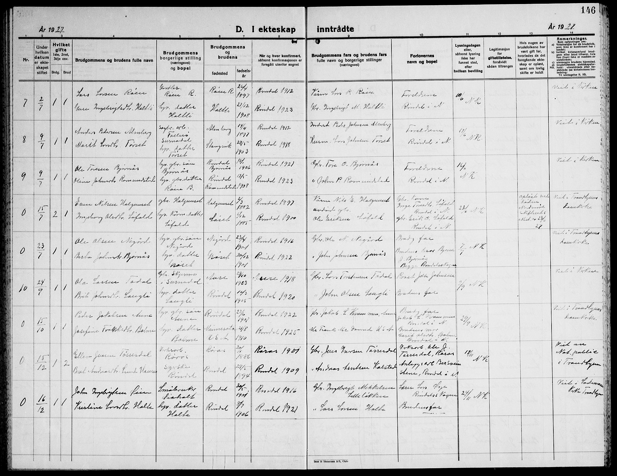 Ministerialprotokoller, klokkerbøker og fødselsregistre - Møre og Romsdal, AV/SAT-A-1454/598/L1080: Parish register (copy) no. 598C05, 1927-1944, p. 146