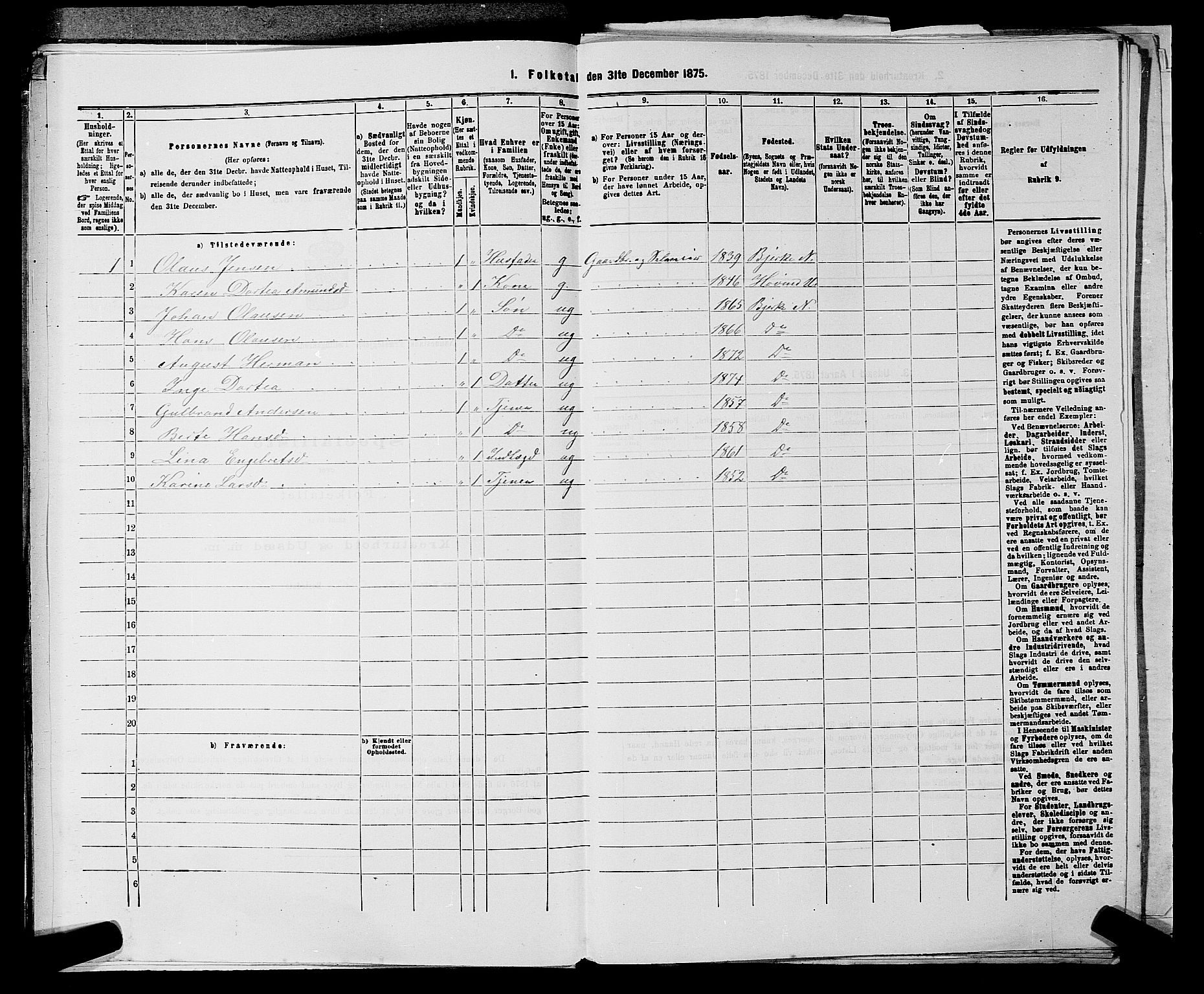 RA, 1875 census for 0238P Nannestad, 1875, p. 169