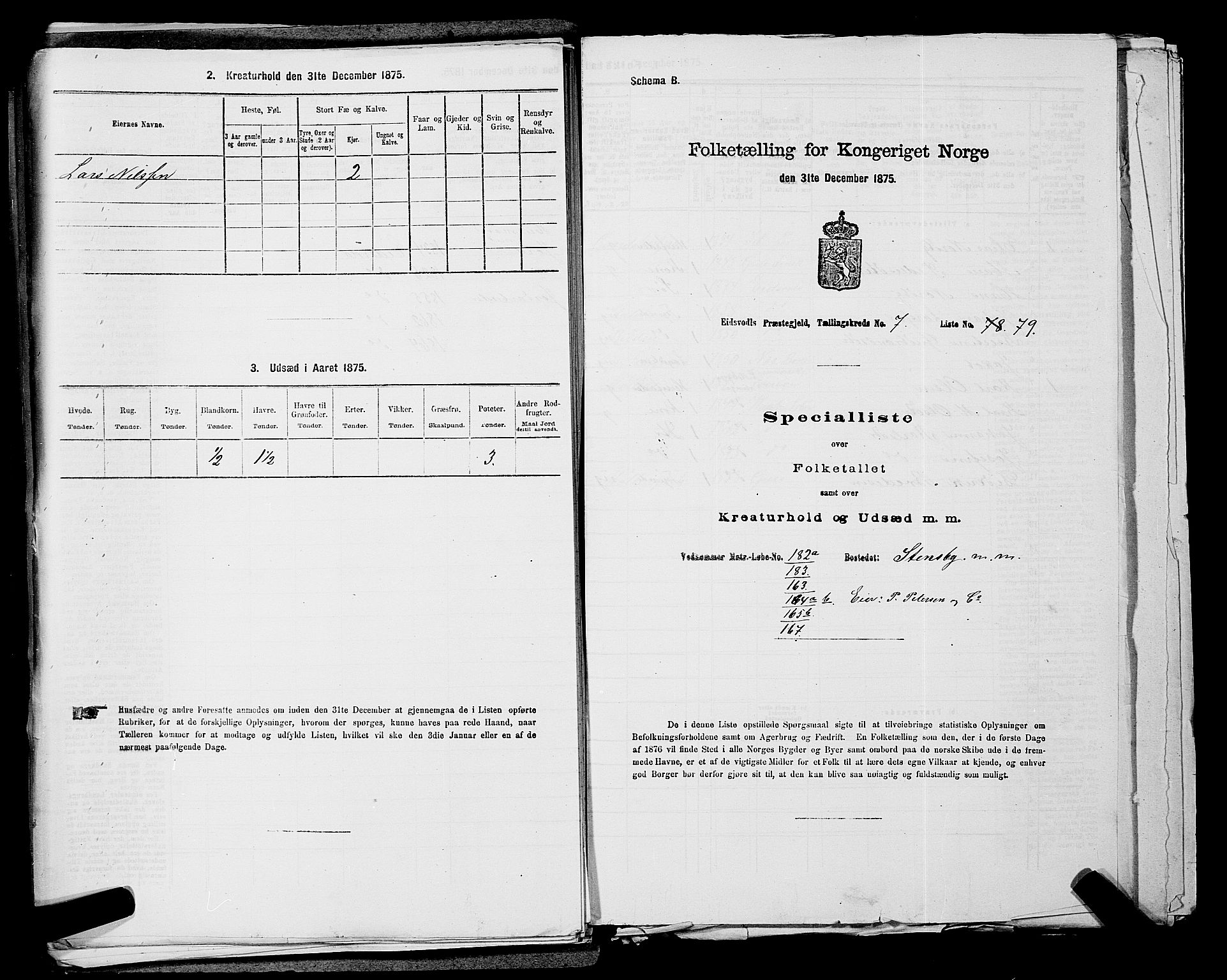 RA, 1875 census for 0237P Eidsvoll, 1875, p. 1068