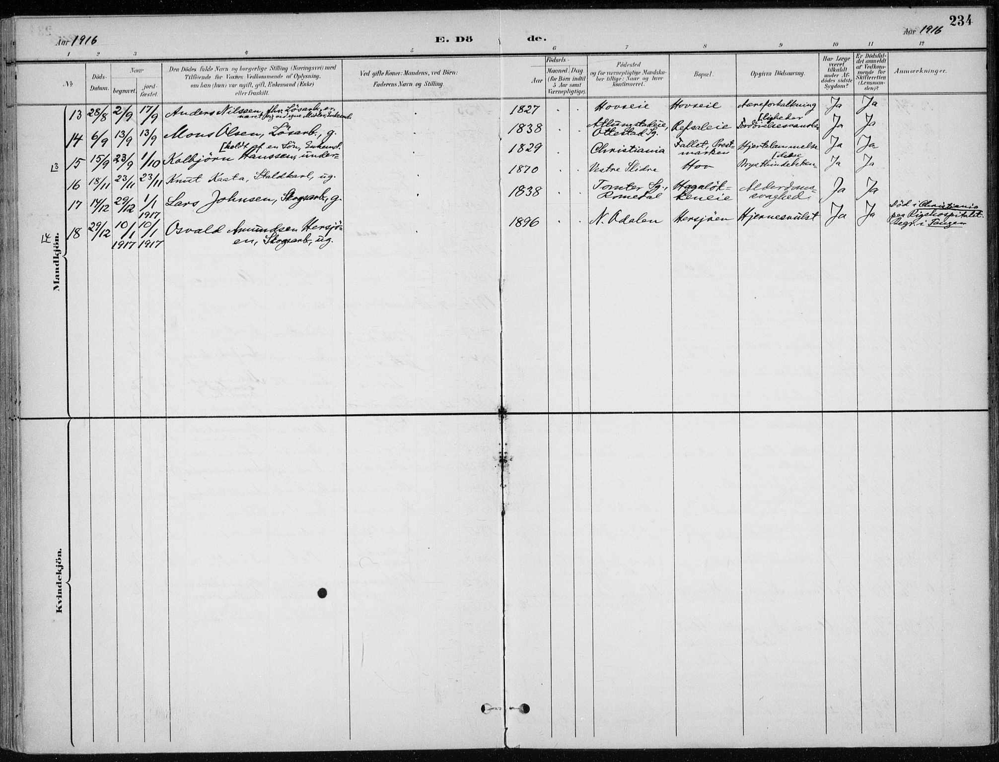 Stange prestekontor, AV/SAH-PREST-002/K/L0023: Parish register (official) no. 23, 1897-1920, p. 234