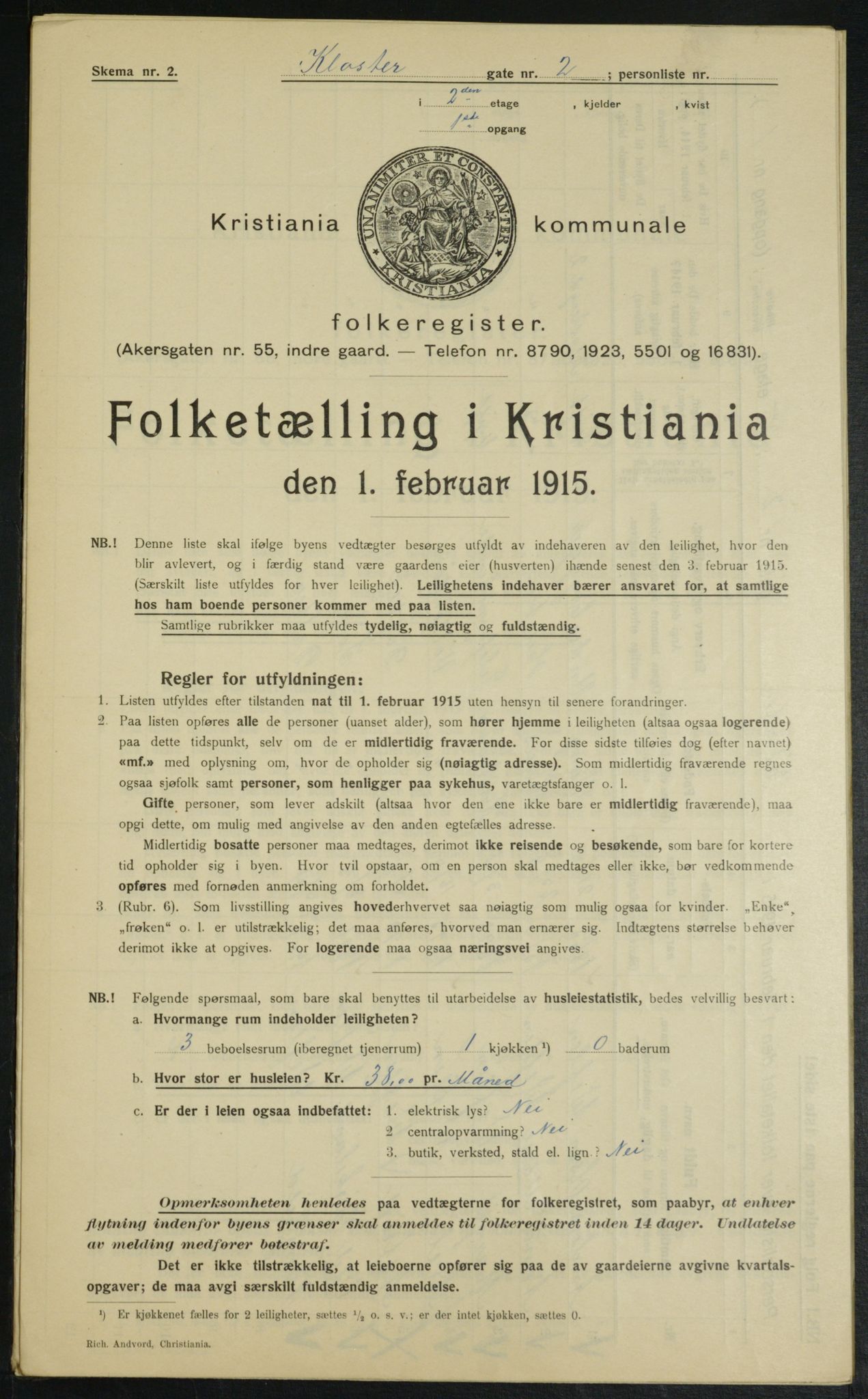 OBA, Municipal Census 1915 for Kristiania, 1915, p. 51605