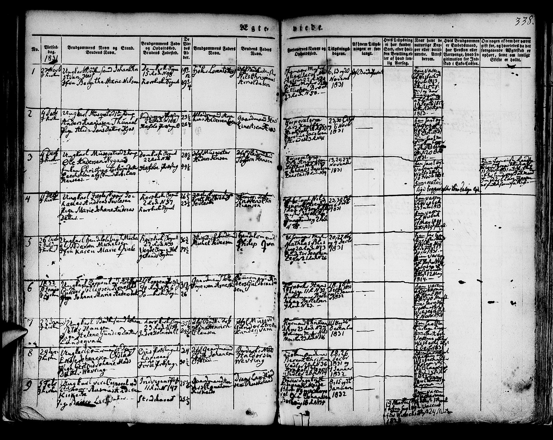 Korskirken sokneprestembete, AV/SAB-A-76101/H/Hab: Parish register (copy) no. A 5II, 1831-1844, p. 338