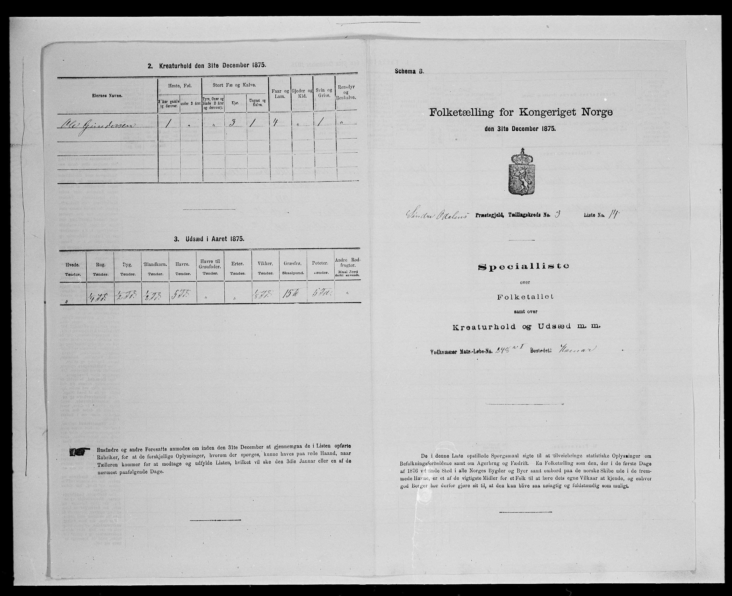 SAH, 1875 census for 0419P Sør-Odal, 1875, p. 408