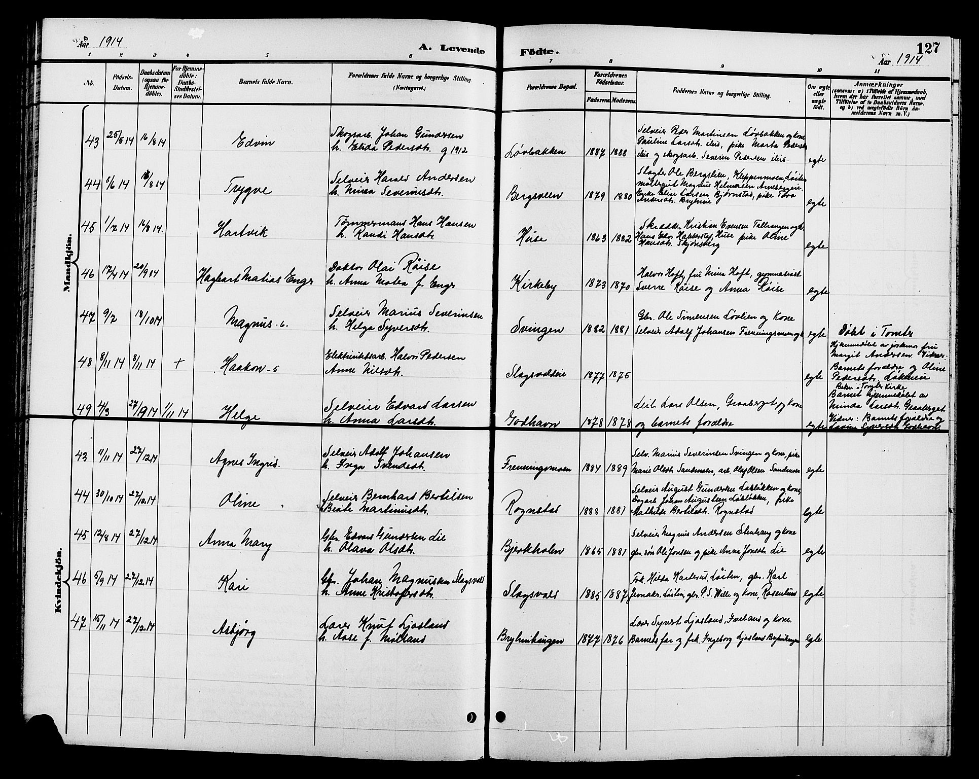 Romedal prestekontor, AV/SAH-PREST-004/L/L0012: Parish register (copy) no. 12, 1896-1914, p. 127