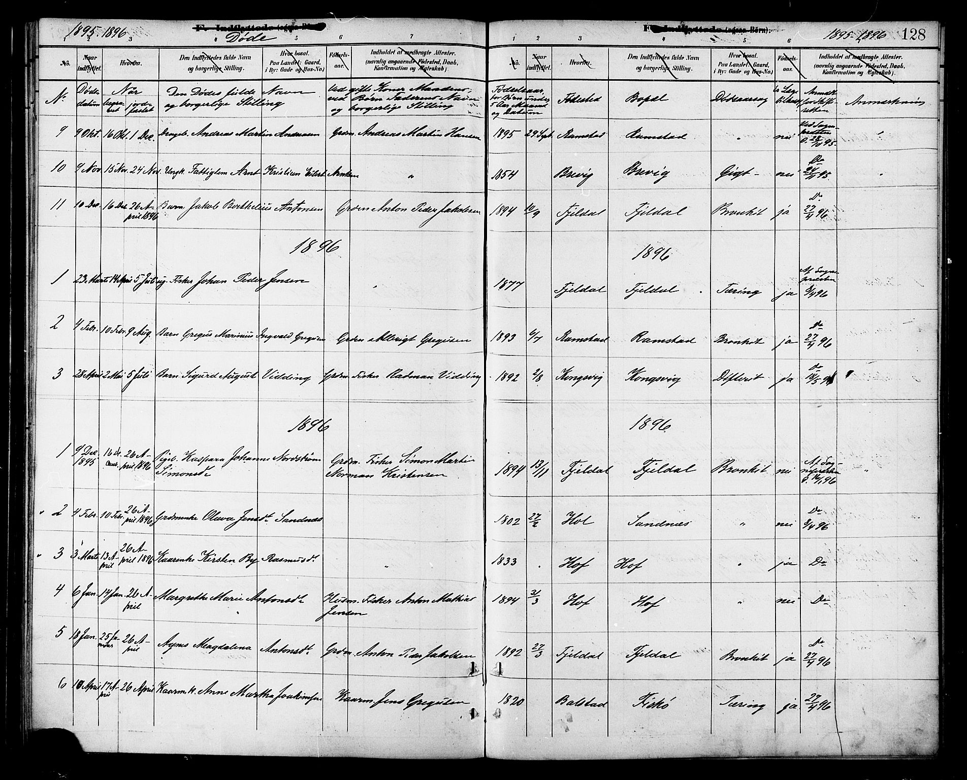 Ministerialprotokoller, klokkerbøker og fødselsregistre - Nordland, SAT/A-1459/865/L0924: Parish register (official) no. 865A02, 1885-1896, p. 128