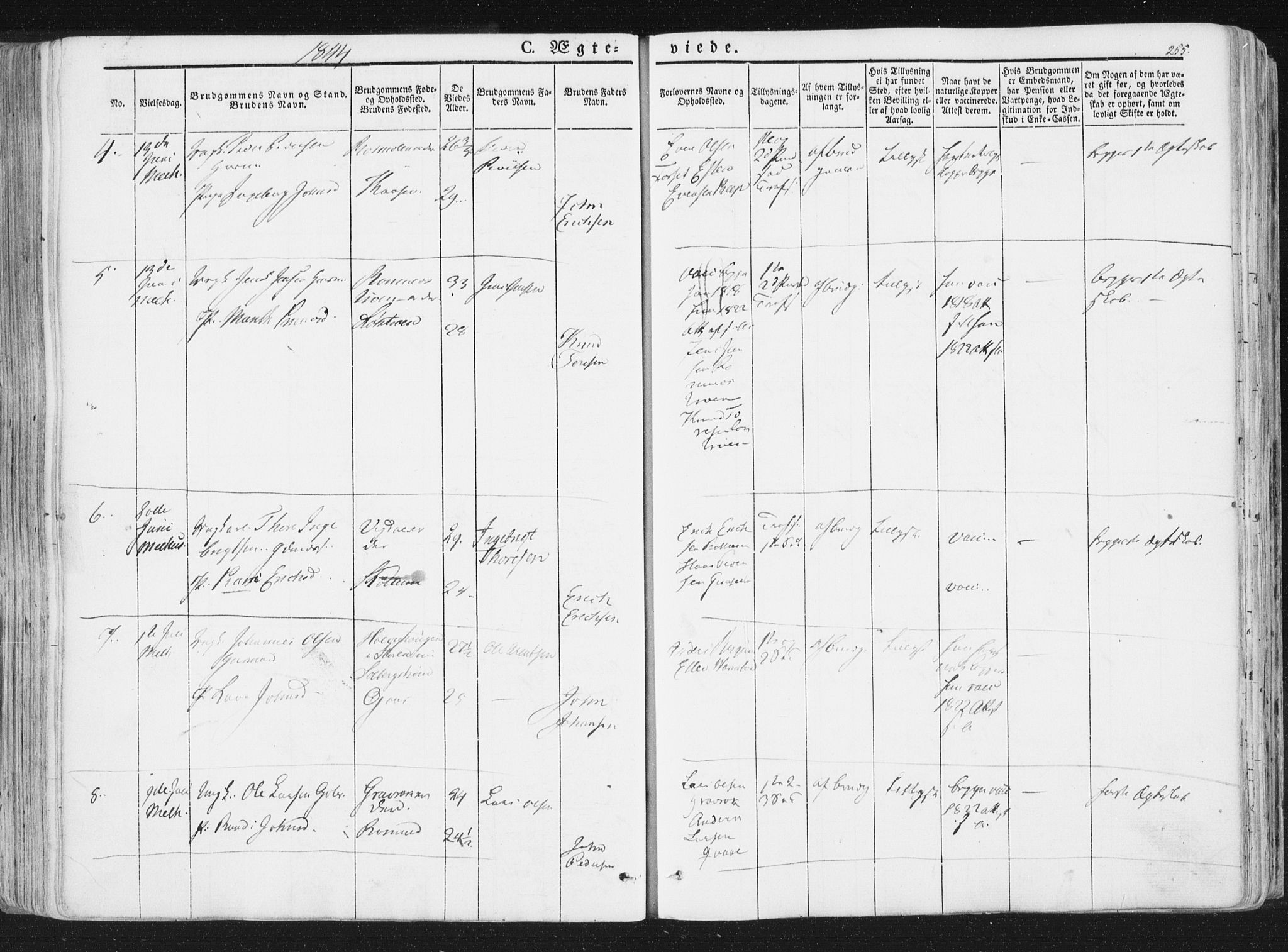 Ministerialprotokoller, klokkerbøker og fødselsregistre - Sør-Trøndelag, AV/SAT-A-1456/691/L1074: Parish register (official) no. 691A06, 1842-1852, p. 255