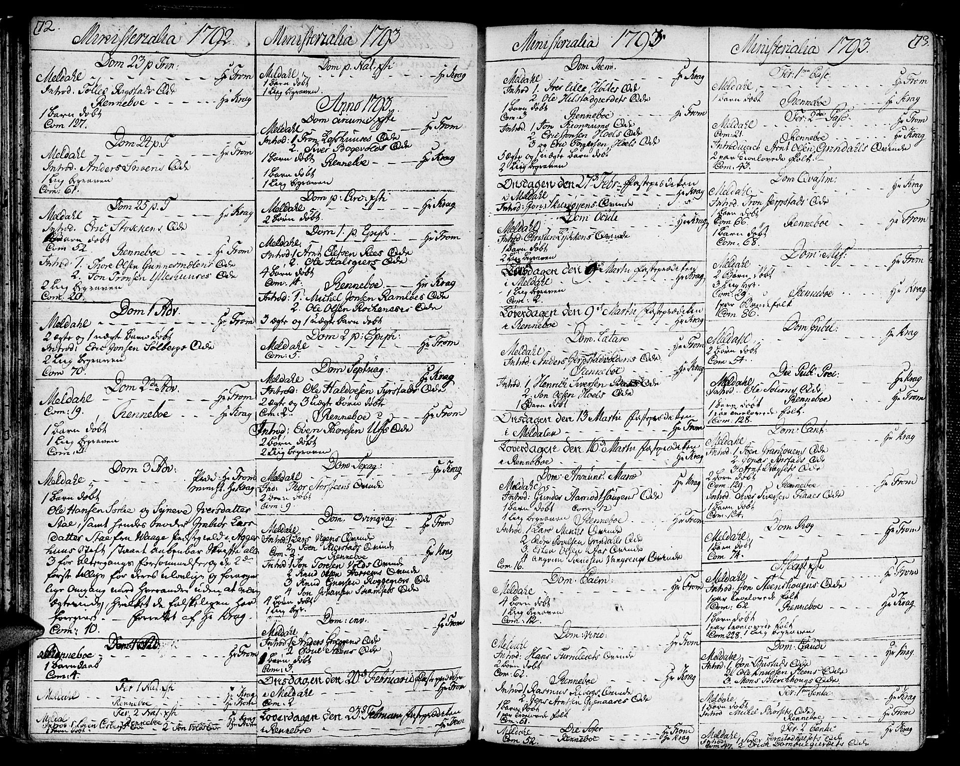 Ministerialprotokoller, klokkerbøker og fødselsregistre - Sør-Trøndelag, AV/SAT-A-1456/672/L0852: Parish register (official) no. 672A05, 1776-1815, p. 72-73