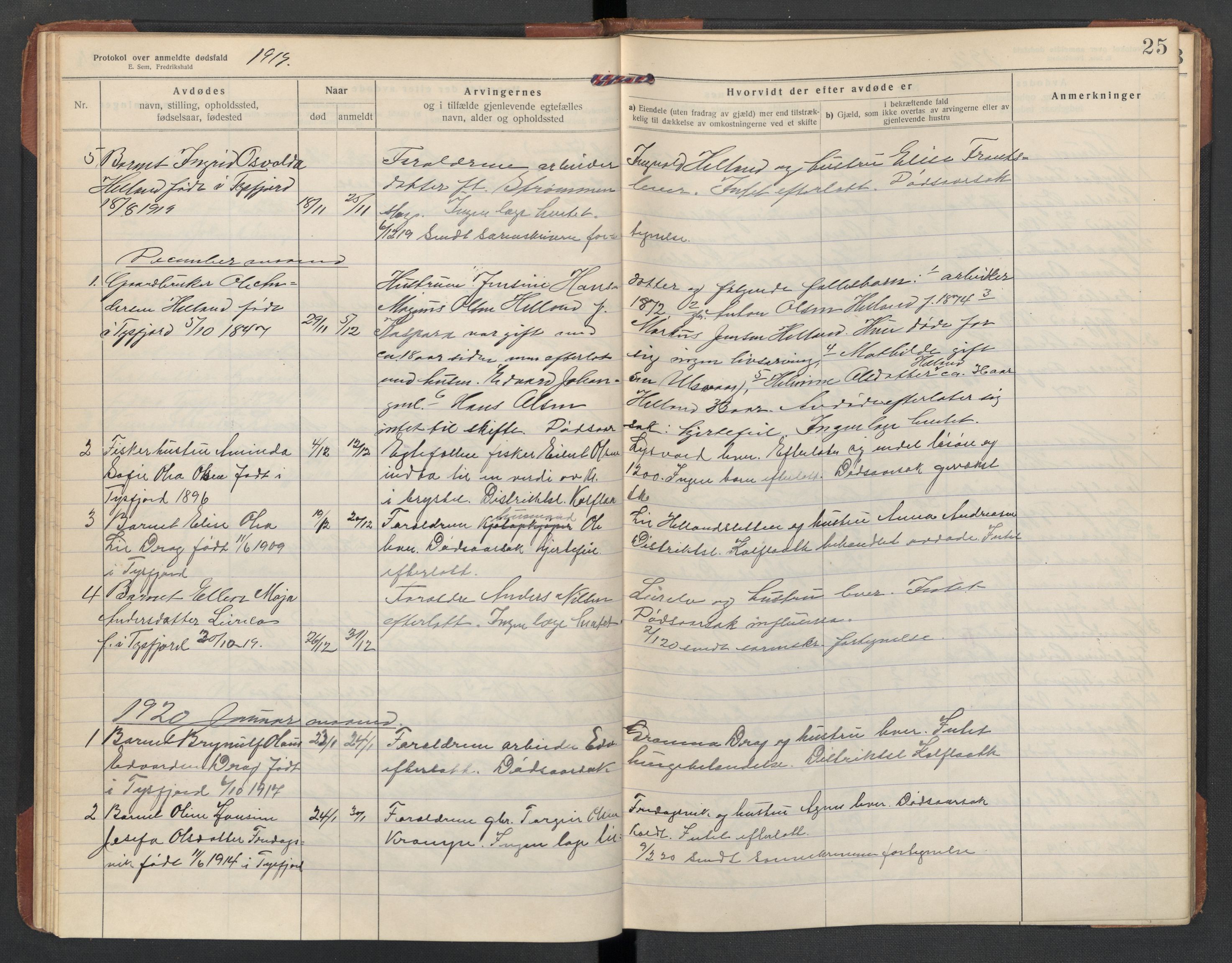 Tysfjord lensmannskontor, AV/SAT-A-5713/1/02/L0034: Dødsfallsprotokoll, 1916-1933, p. 25
