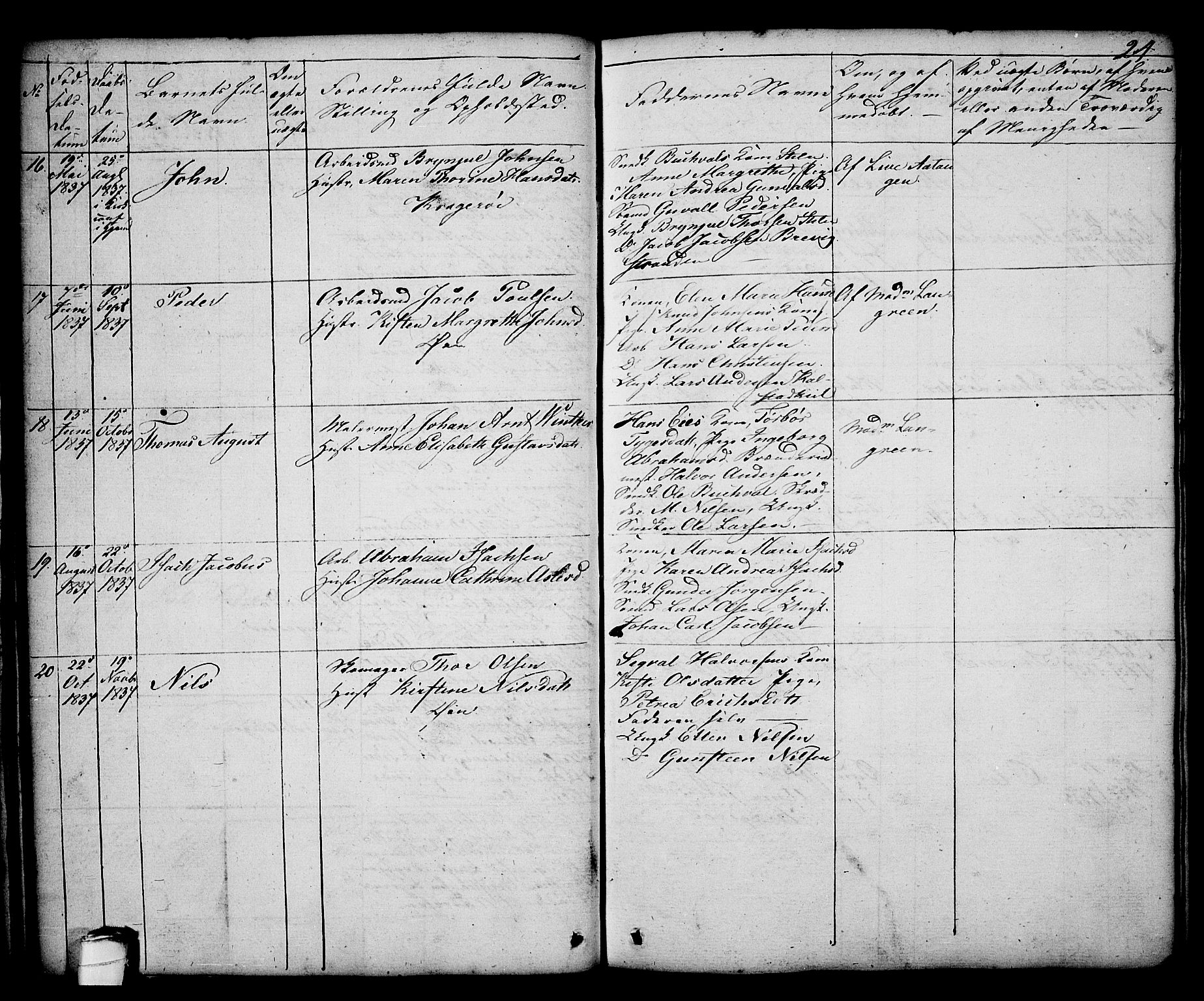 Kragerø kirkebøker, AV/SAKO-A-278/G/Ga/L0003: Parish register (copy) no. 3, 1832-1852, p. 24
