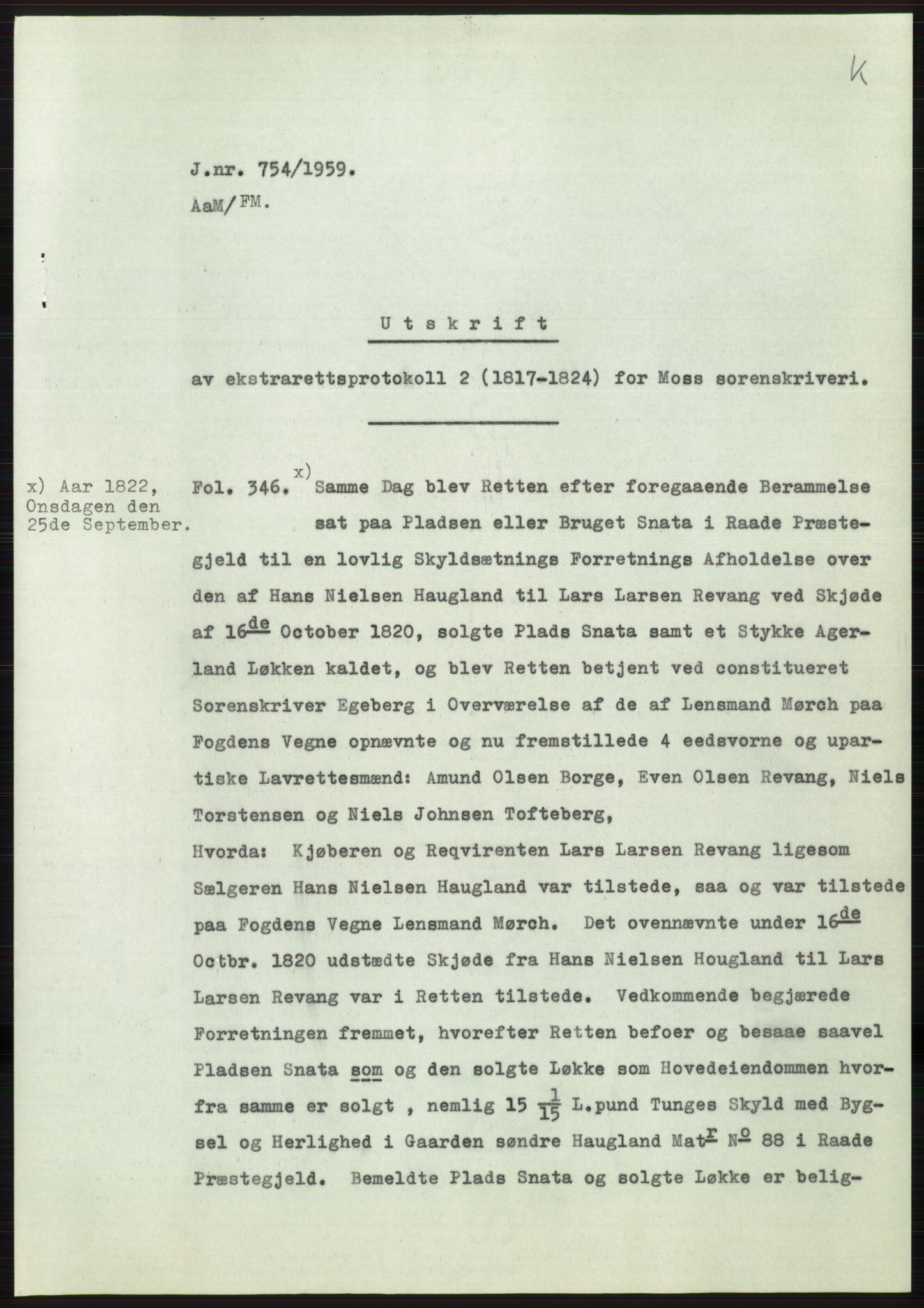 Statsarkivet i Oslo, AV/SAO-A-10621/Z/Zd/L0010: Avskrifter, j.nr 753-1498/1959, 1959, p. 6