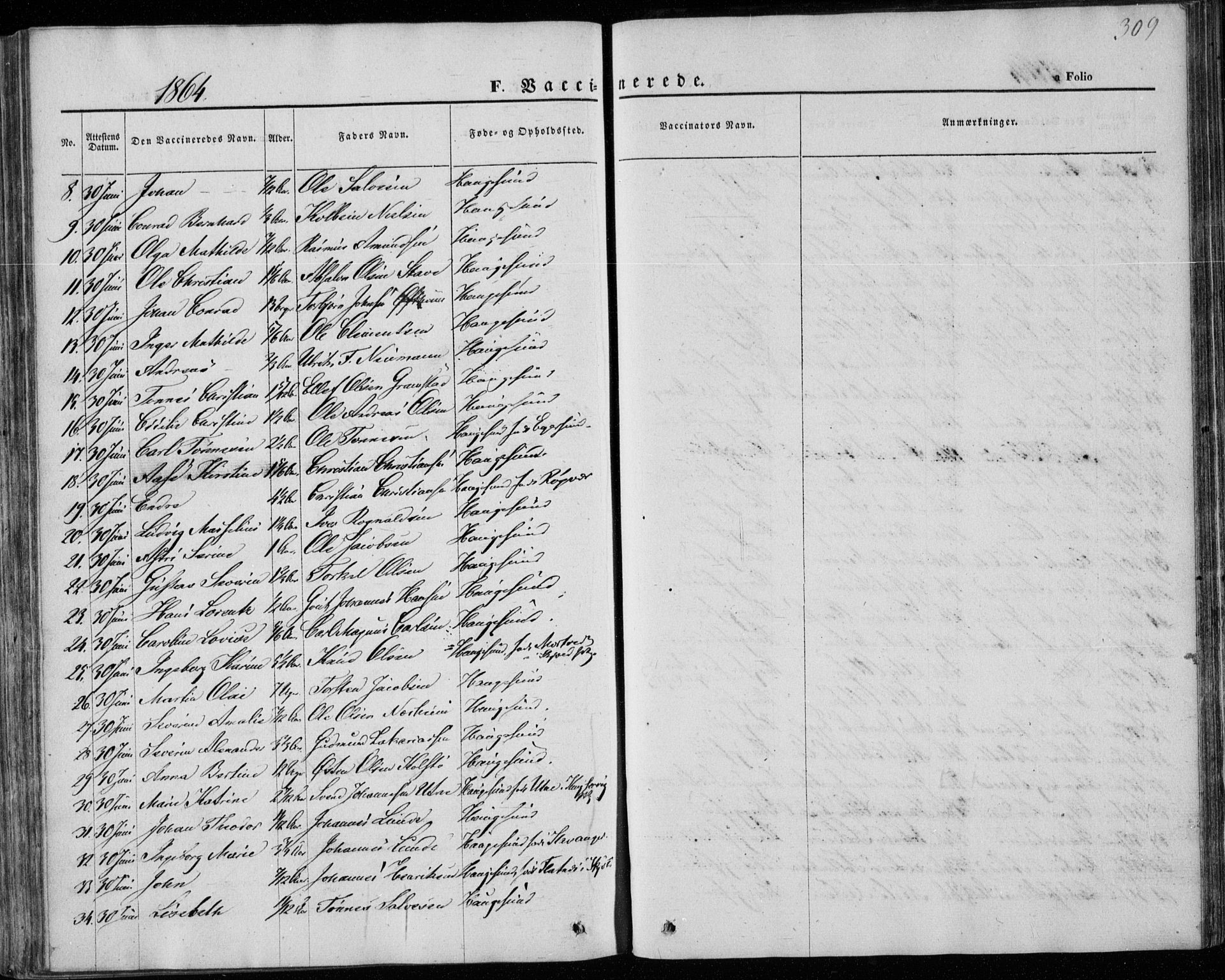 Torvastad sokneprestkontor, AV/SAST-A -101857/H/Ha/Haa/L0011: Parish register (official) no. A 11, 1857-1866, p. 309