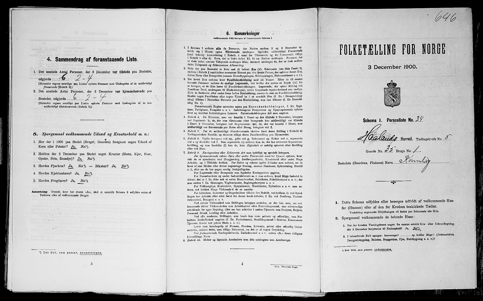 SAST, 1900 census for Haaland, 1900, p. 883