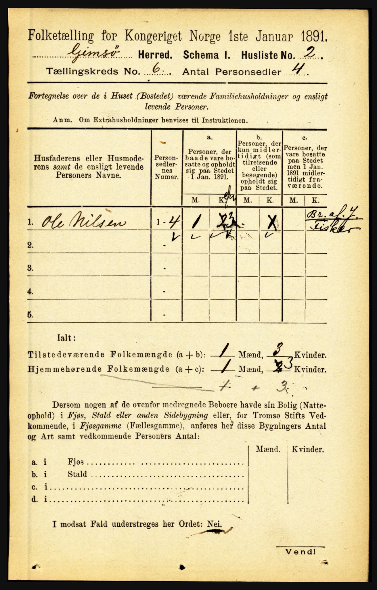 RA, 1891 census for 1864 Gimsøy, 1891, p. 971