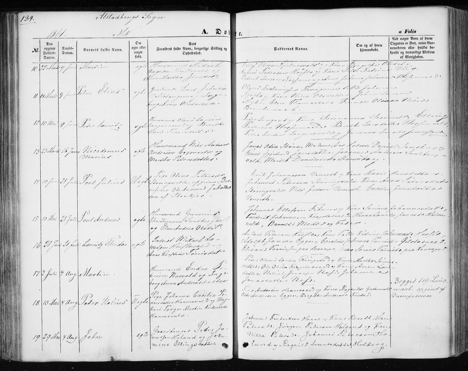 Ministerialprotokoller, klokkerbøker og fødselsregistre - Nord-Trøndelag, AV/SAT-A-1458/717/L0154: Parish register (official) no. 717A07 /1, 1850-1862, p. 134