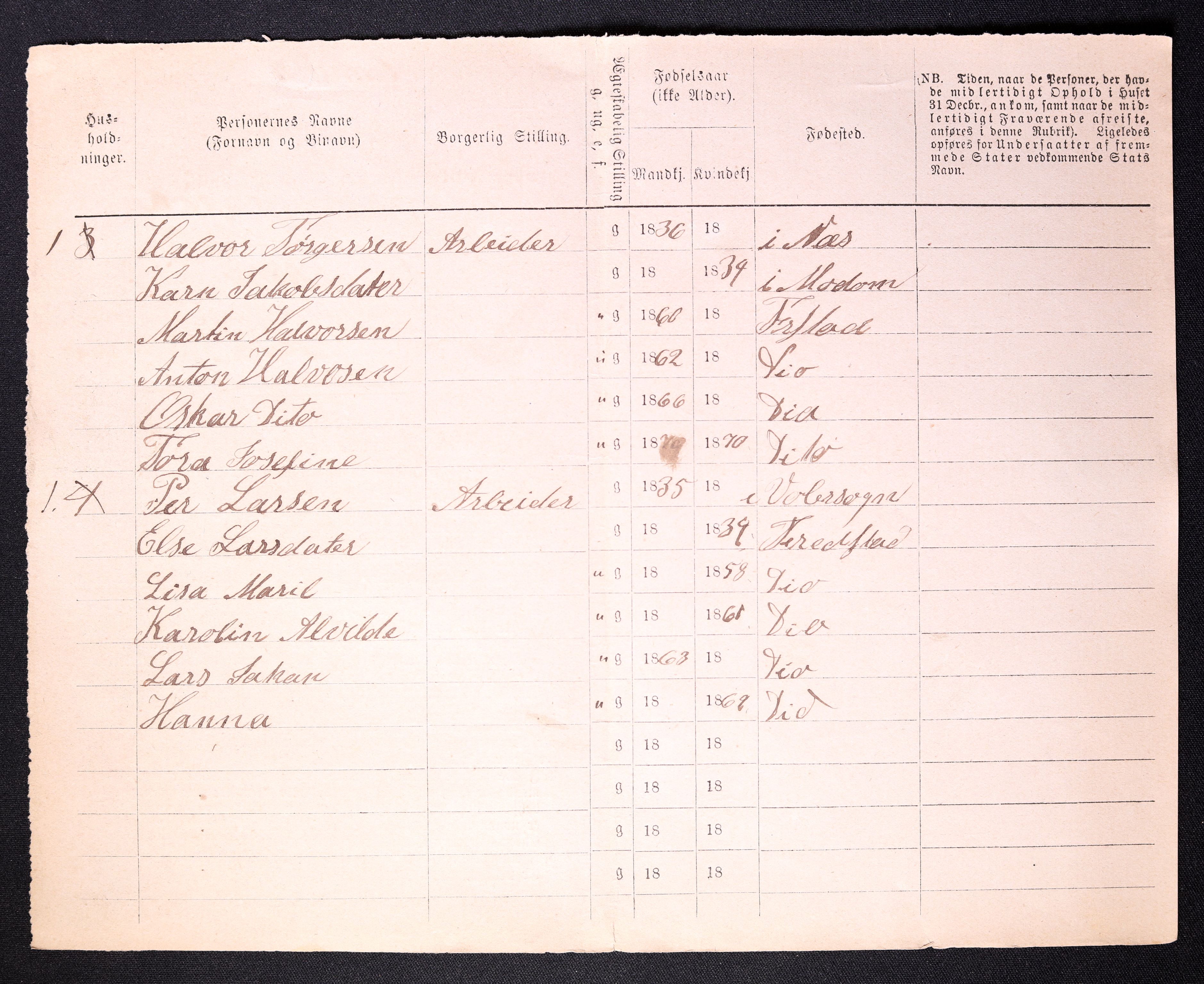 RA, 1870 census for 0103 Fredrikstad, 1870, p. 32