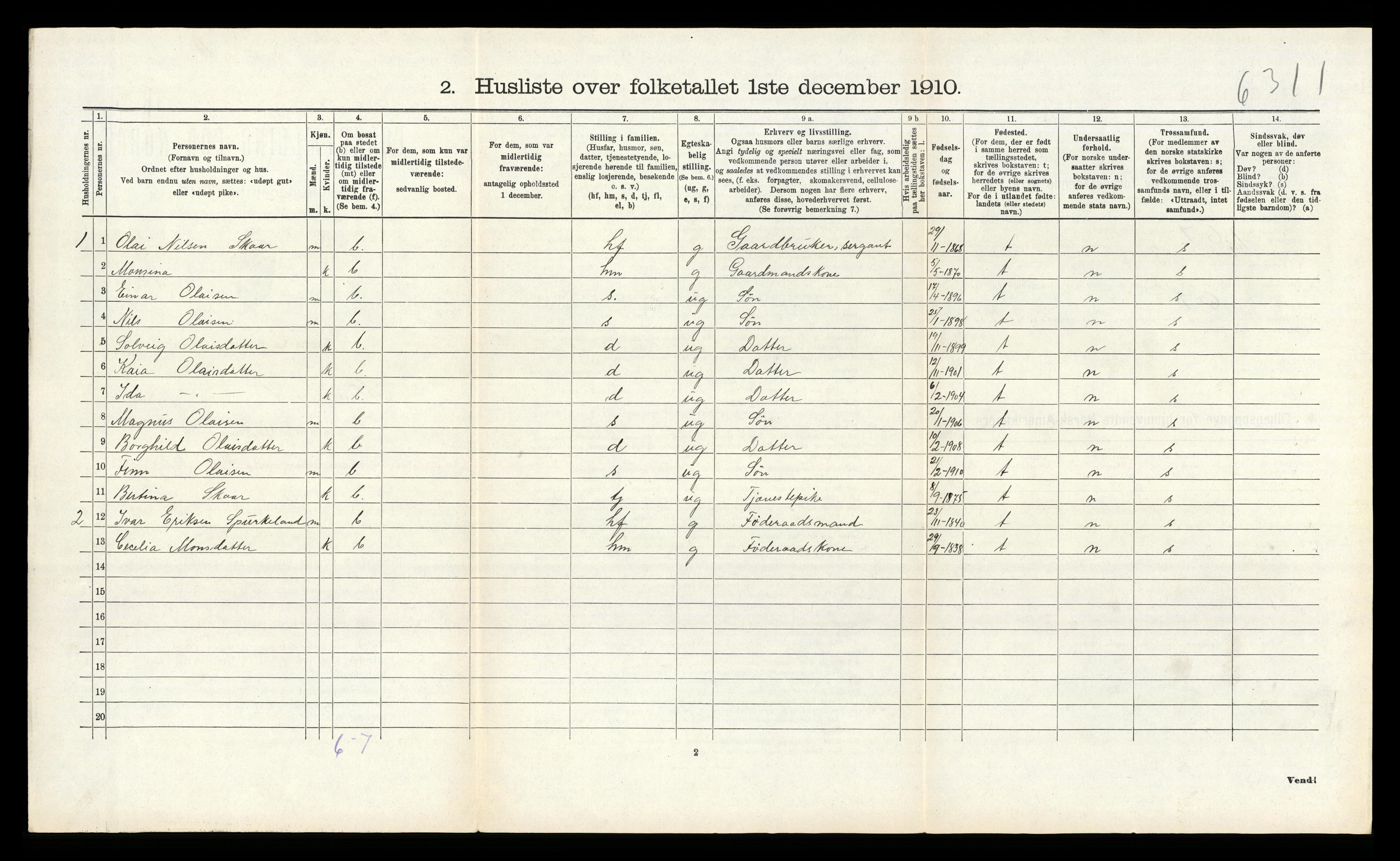 RA, 1910 census for Alversund, 1910, p. 1047