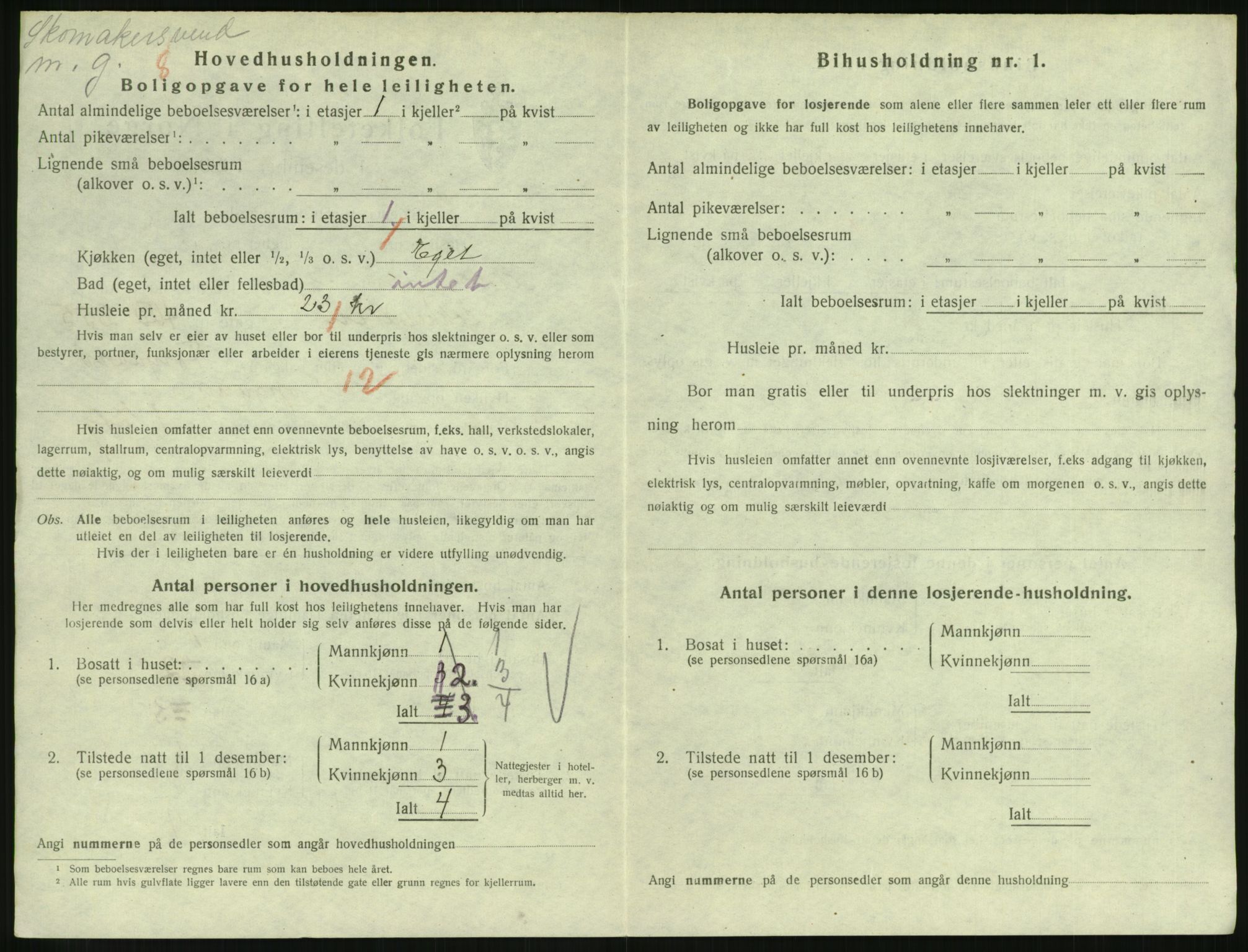 SAH, 1920 census for Lillehammer, 1920, p. 3375