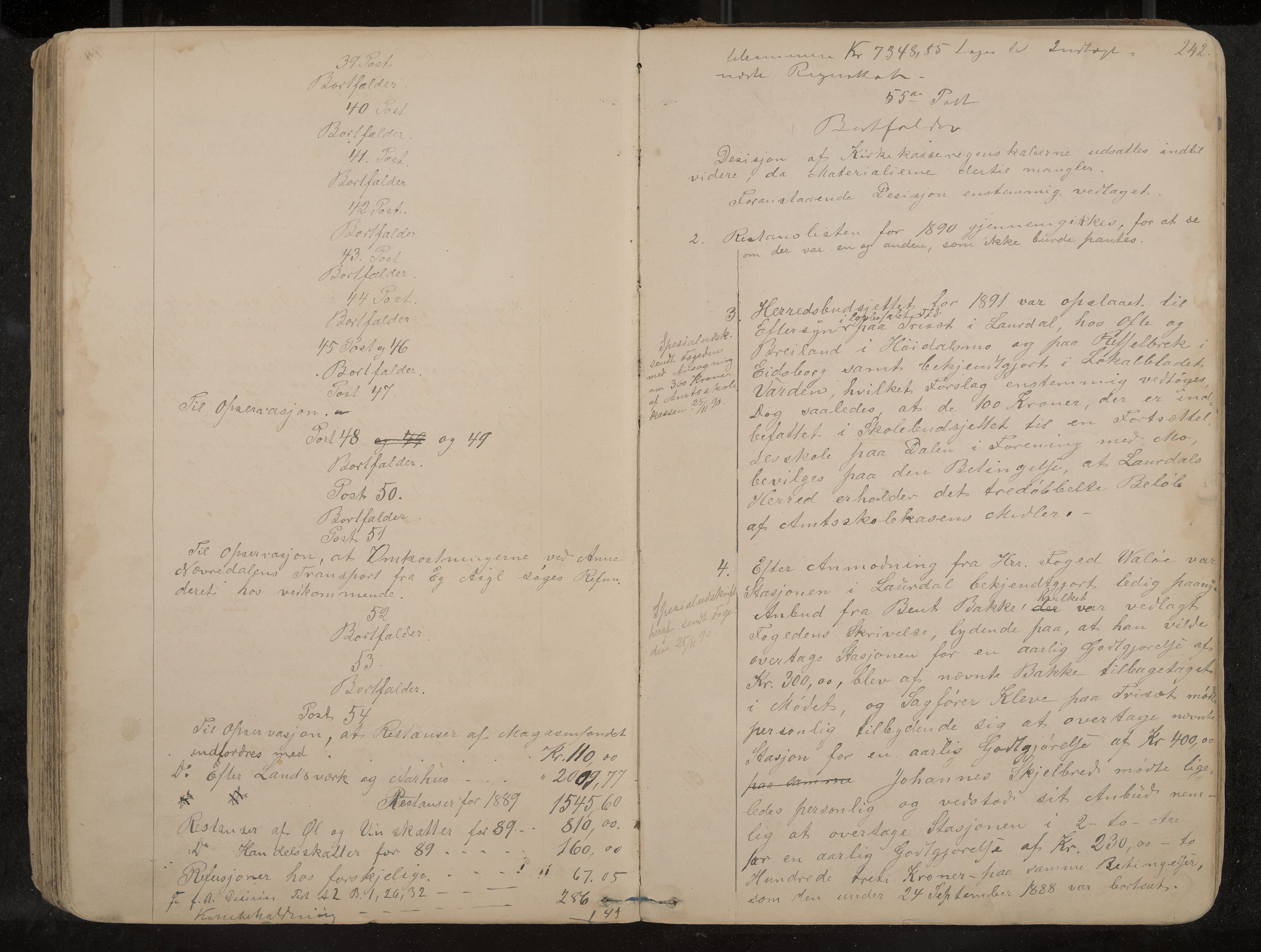 Lårdal formannskap og sentraladministrasjon, IKAK/0833021/A/L0002: Møtebok, 1865-1893, p. 242