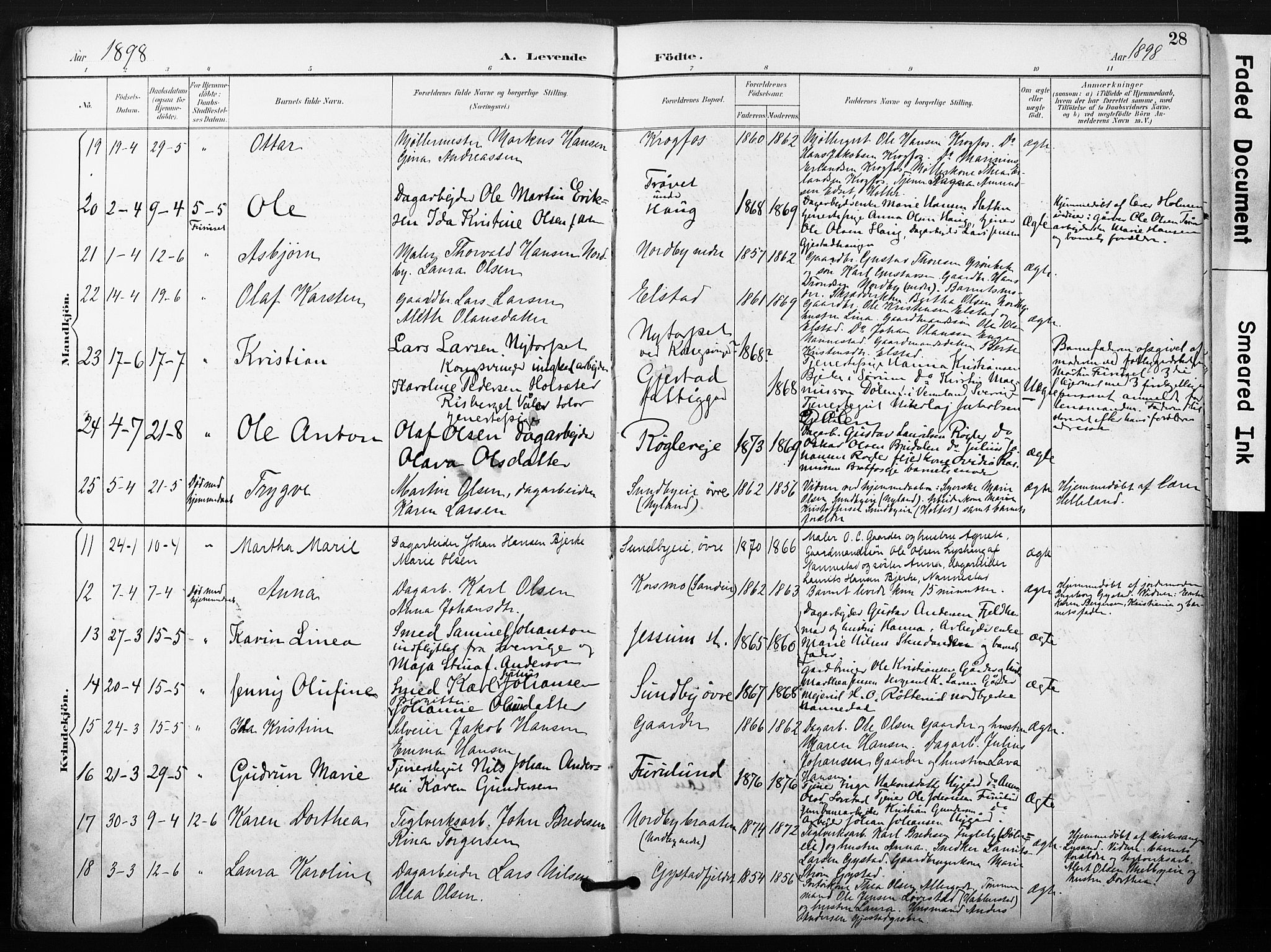 Ullensaker prestekontor Kirkebøker, AV/SAO-A-10236a/F/Fb/L0002: Parish register (official) no. II 2, 1894-1909, p. 28