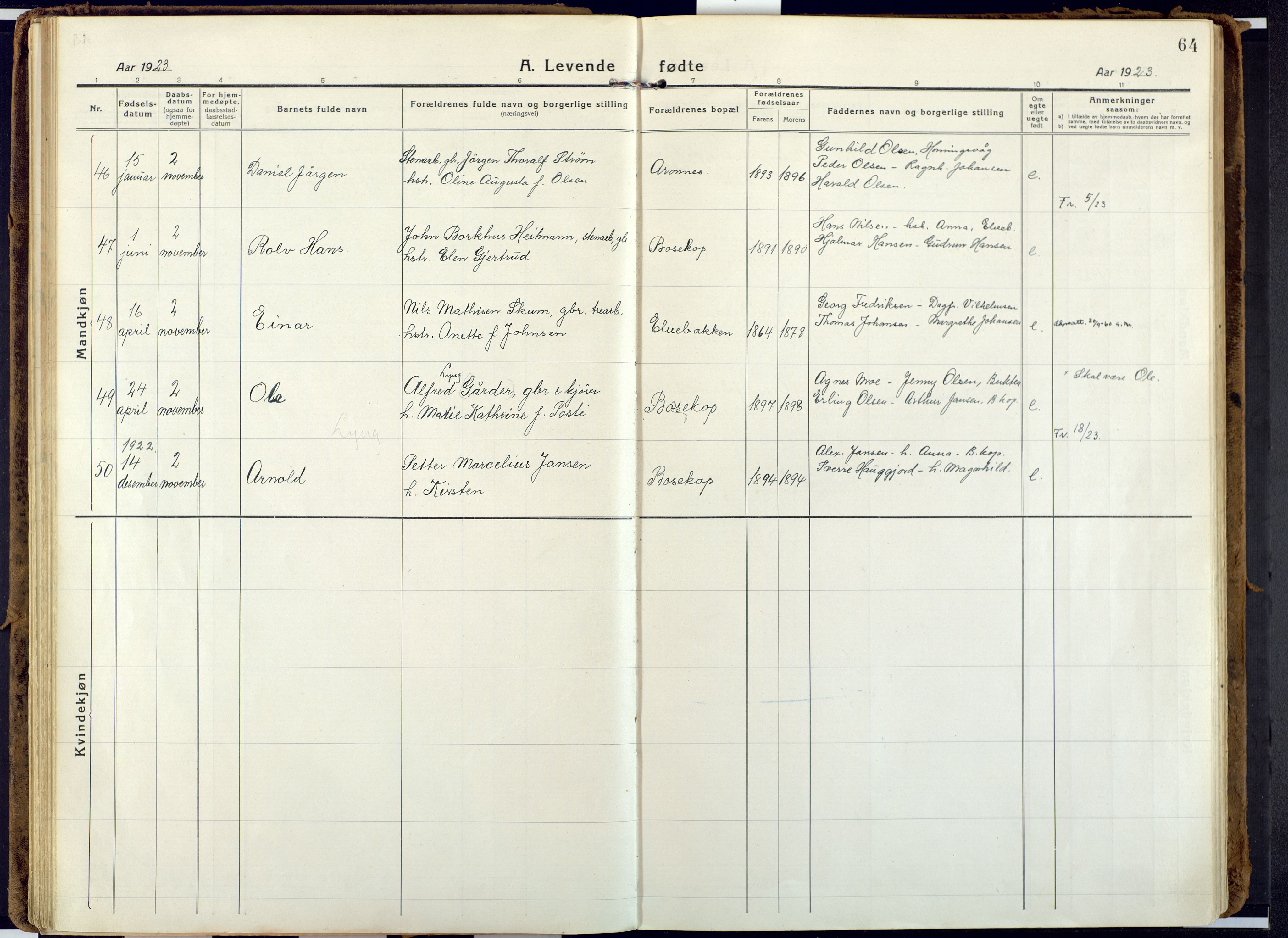 Alta sokneprestkontor, AV/SATØ-S-1338/H/Ha: Parish register (official) no. 6, 1918-1931, p. 64