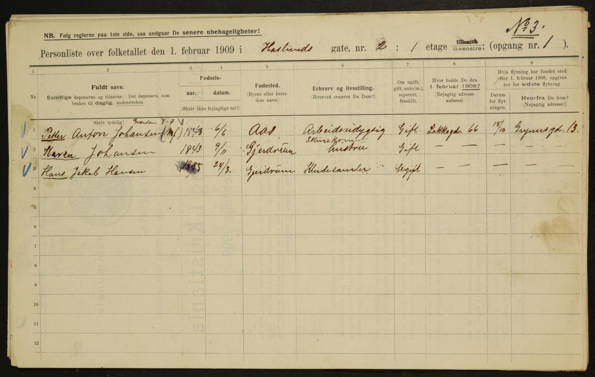 OBA, Municipal Census 1909 for Kristiania, 1909, p. 24217