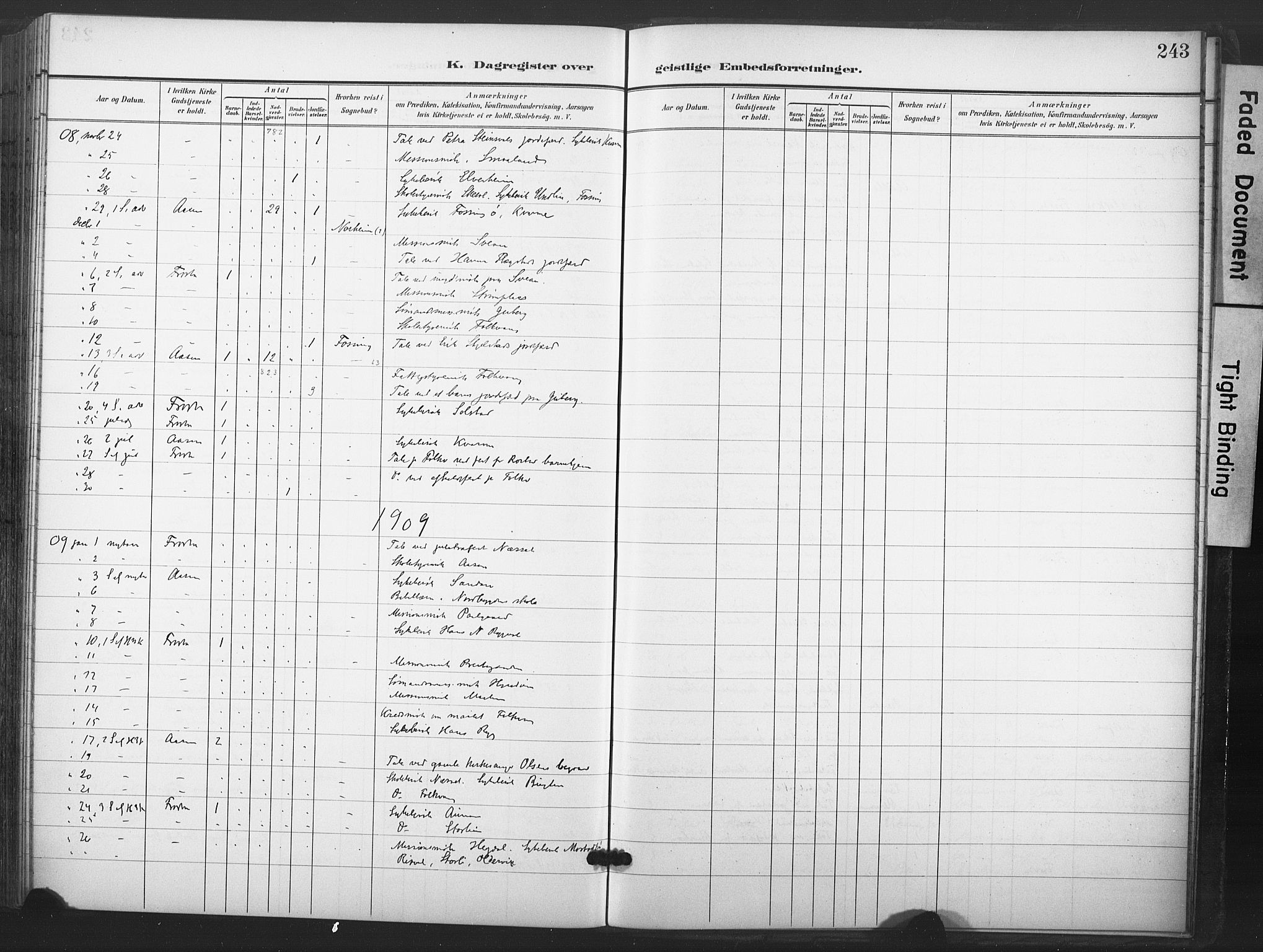 Ministerialprotokoller, klokkerbøker og fødselsregistre - Nord-Trøndelag, AV/SAT-A-1458/713/L0122: Parish register (official) no. 713A11, 1899-1910, p. 243