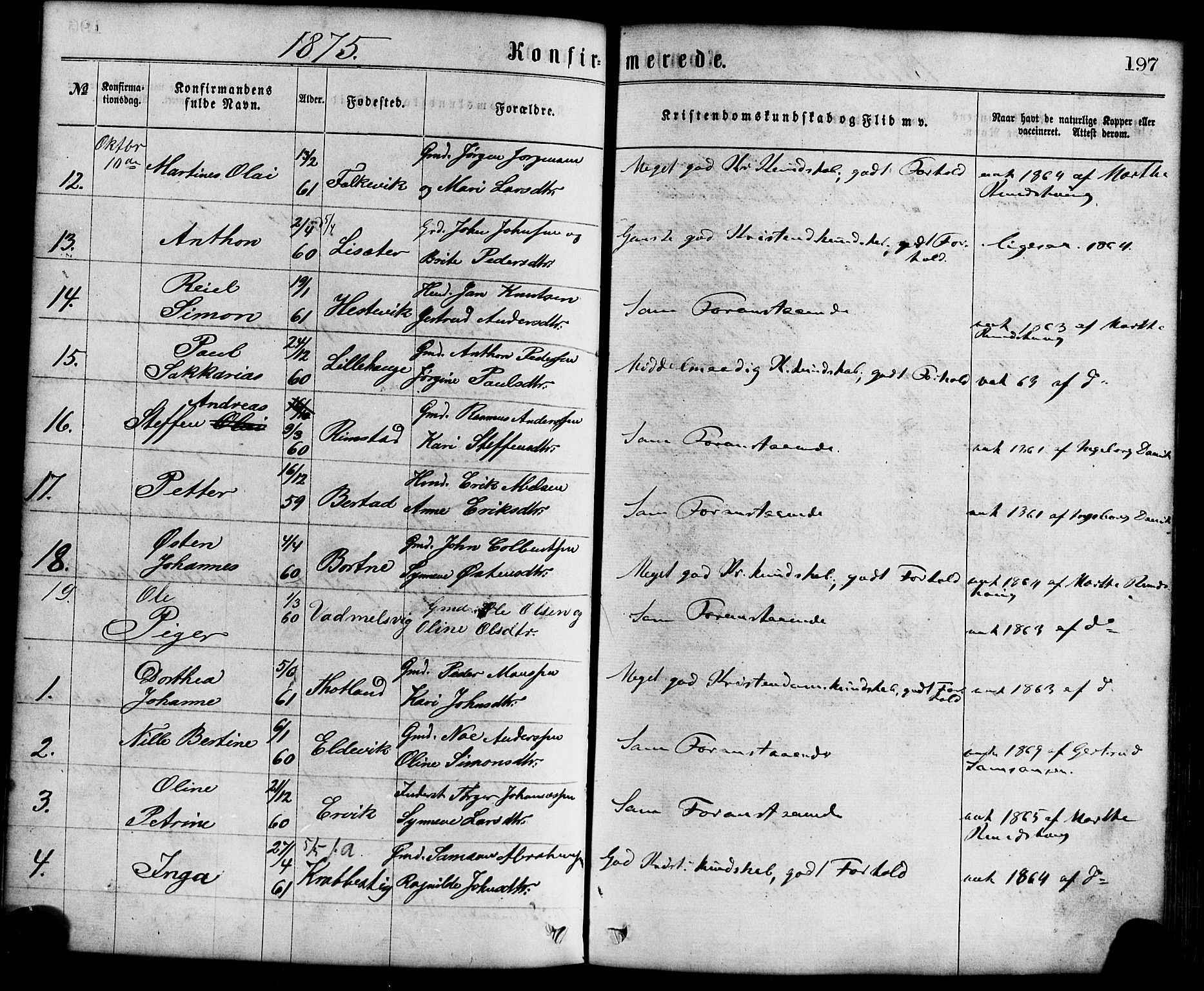 Davik sokneprestembete, AV/SAB-A-79701/H/Haa/Haaa/L0006: Parish register (official) no. A 6, 1867-1881, p. 197