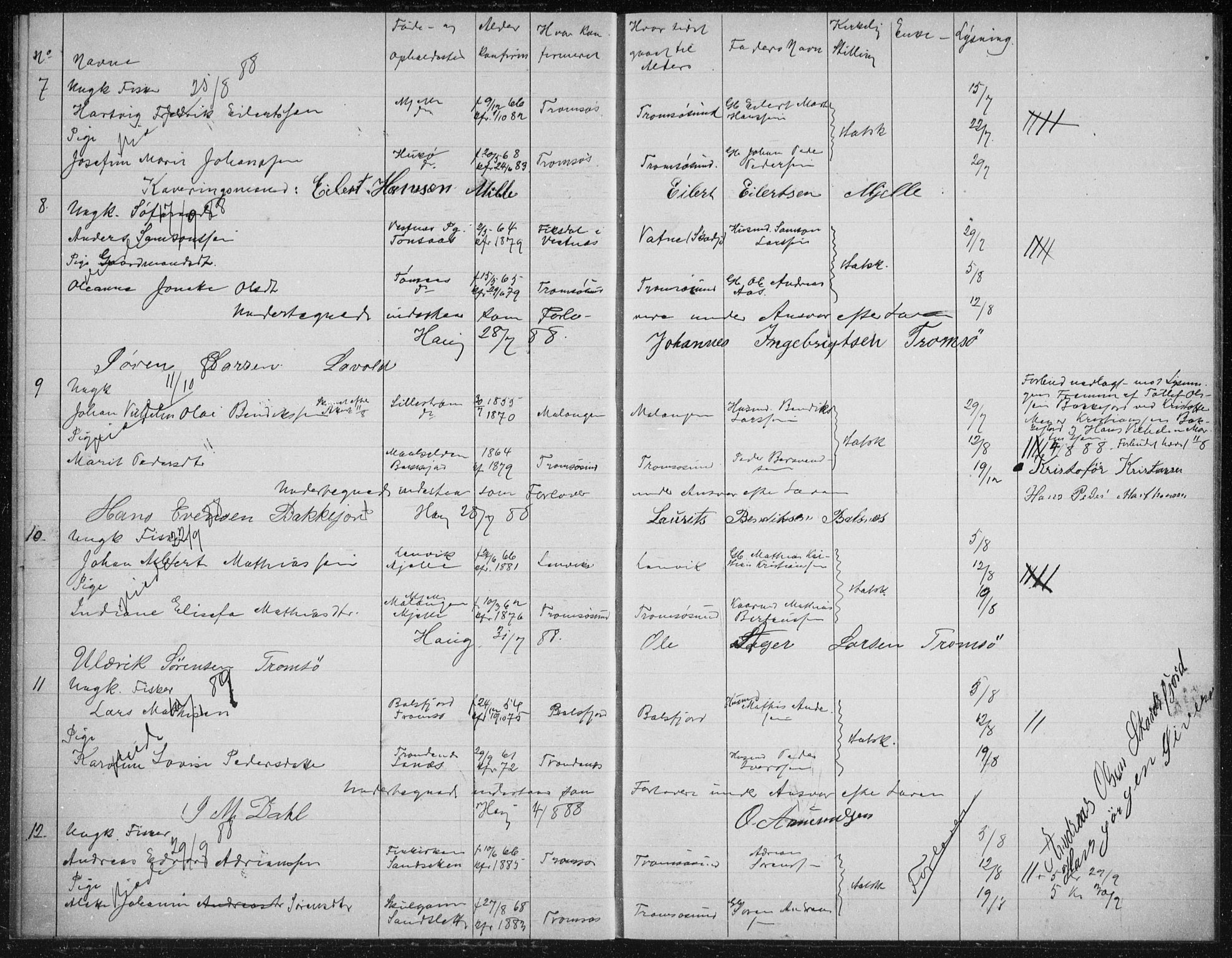 Tromsøysund sokneprestkontor, AV/SATØ-S-1304/H/Hc/L0057: Banns register no. 57, 1887-1894