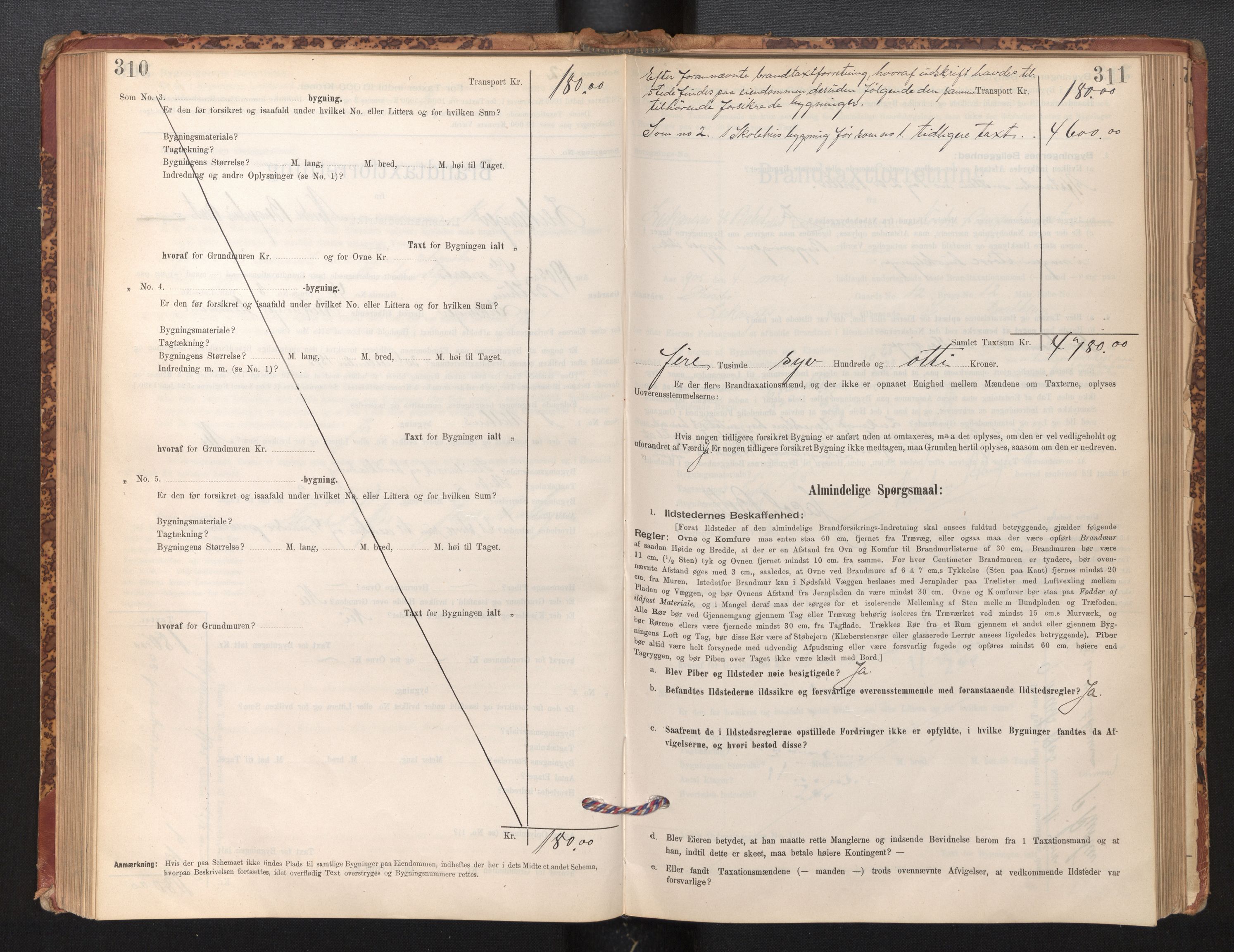 Lensmannen i Leikanger, AV/SAB-A-29201/0012/L0004: Branntakstprotokoll, skjematakst, 1894-1903, p. 310-311