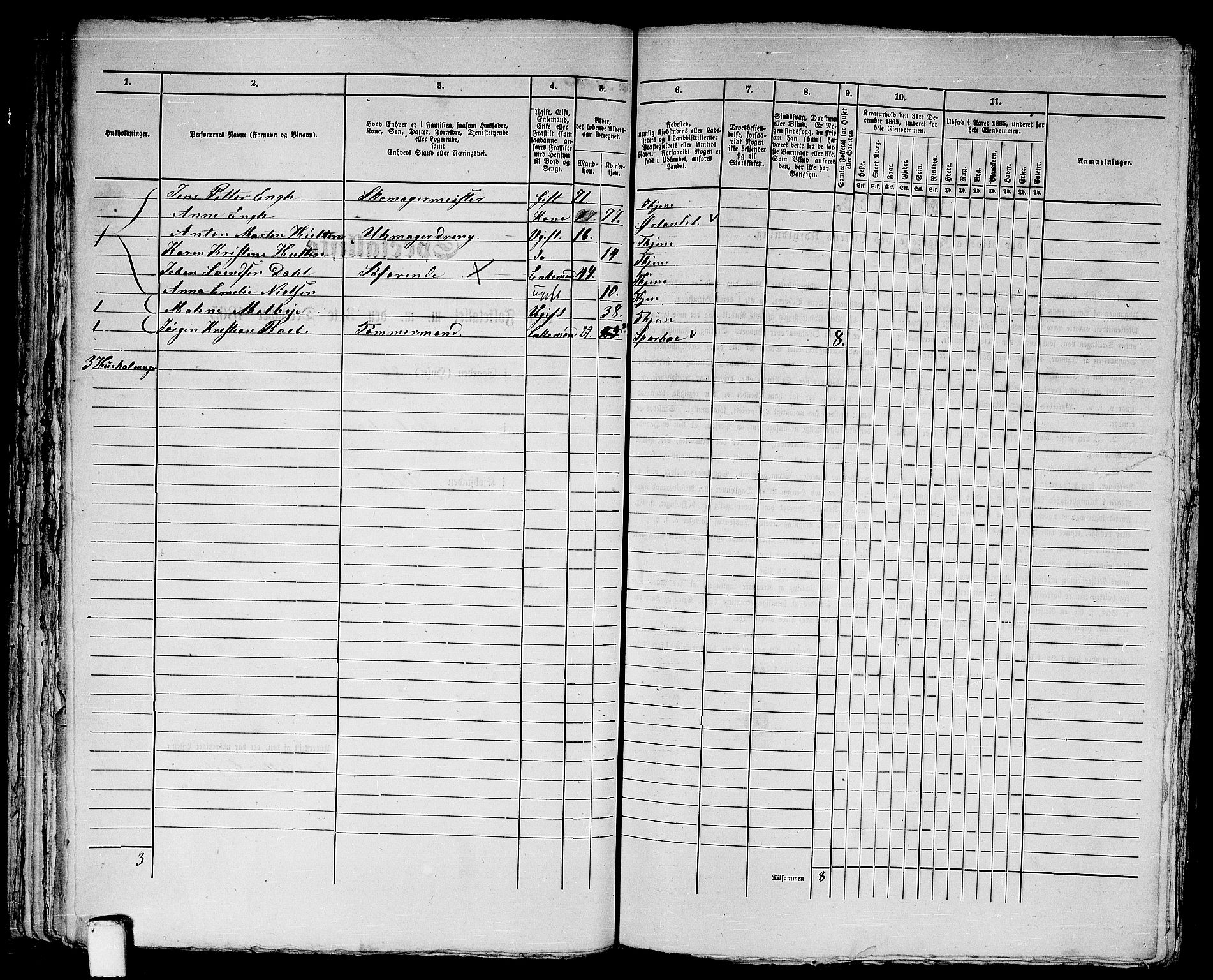 RA, 1865 census for Trondheim, 1865, p. 1639