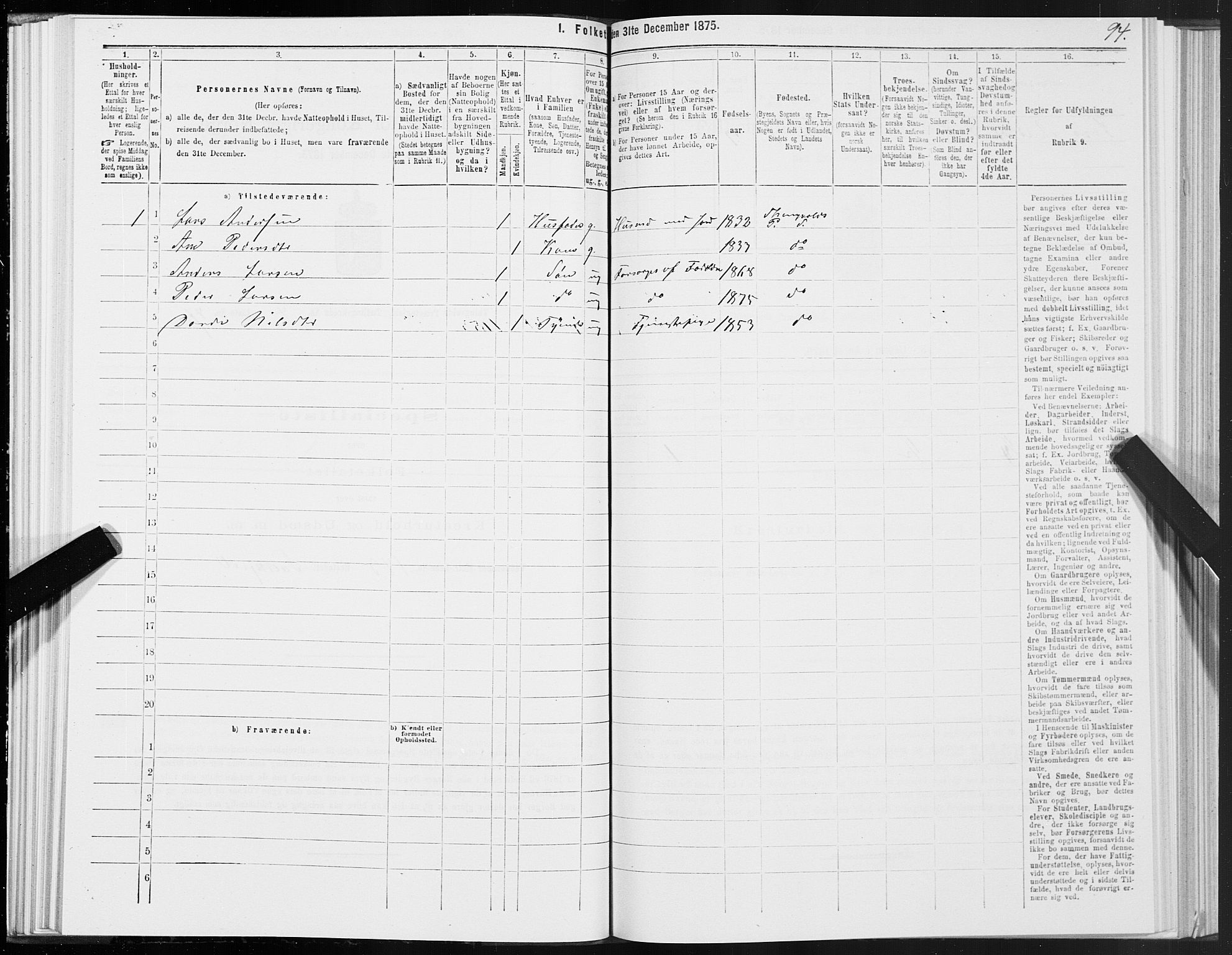 SAT, 1875 census for 1560P Tingvoll, 1875, p. 2094