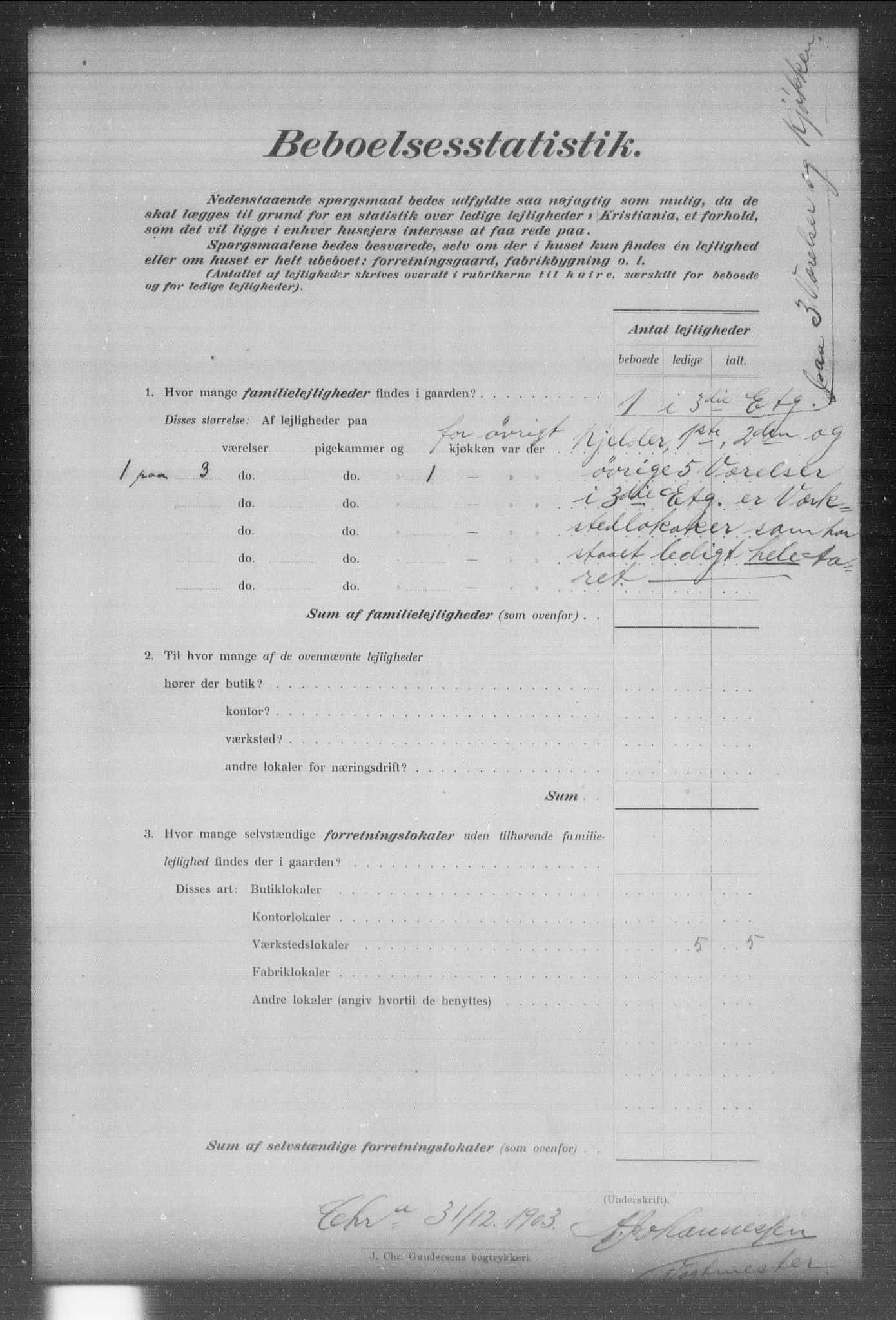 OBA, Municipal Census 1903 for Kristiania, 1903, p. 476