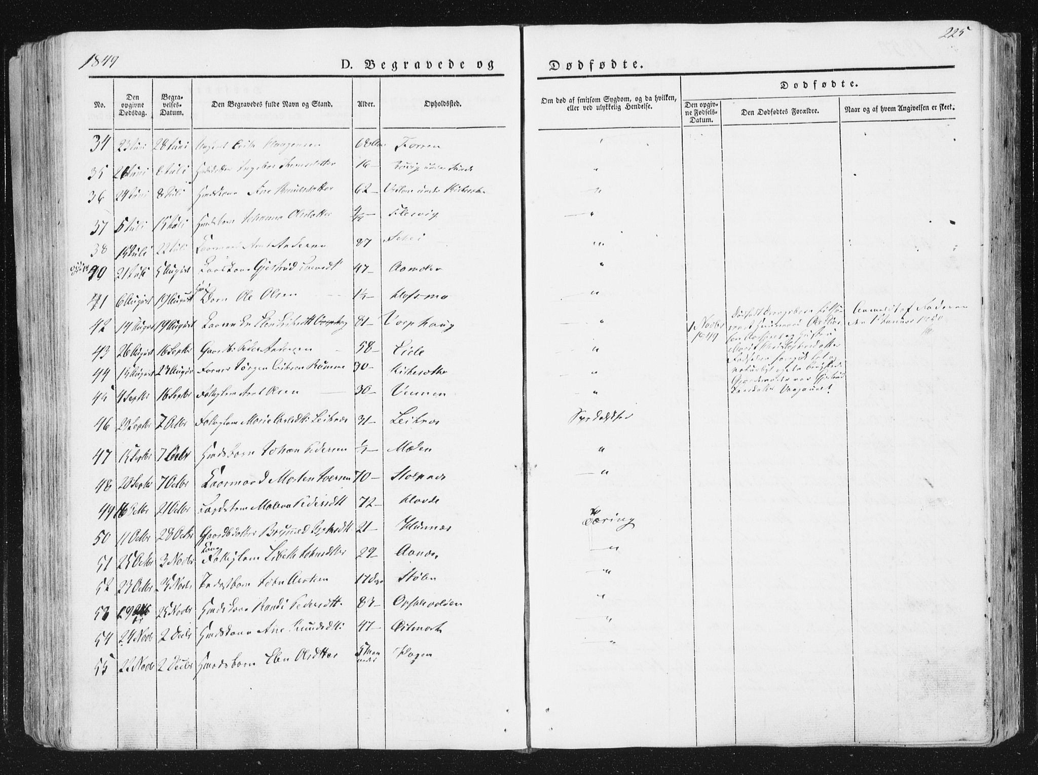 Ministerialprotokoller, klokkerbøker og fødselsregistre - Sør-Trøndelag, SAT/A-1456/630/L0493: Parish register (official) no. 630A06, 1841-1851, p. 225